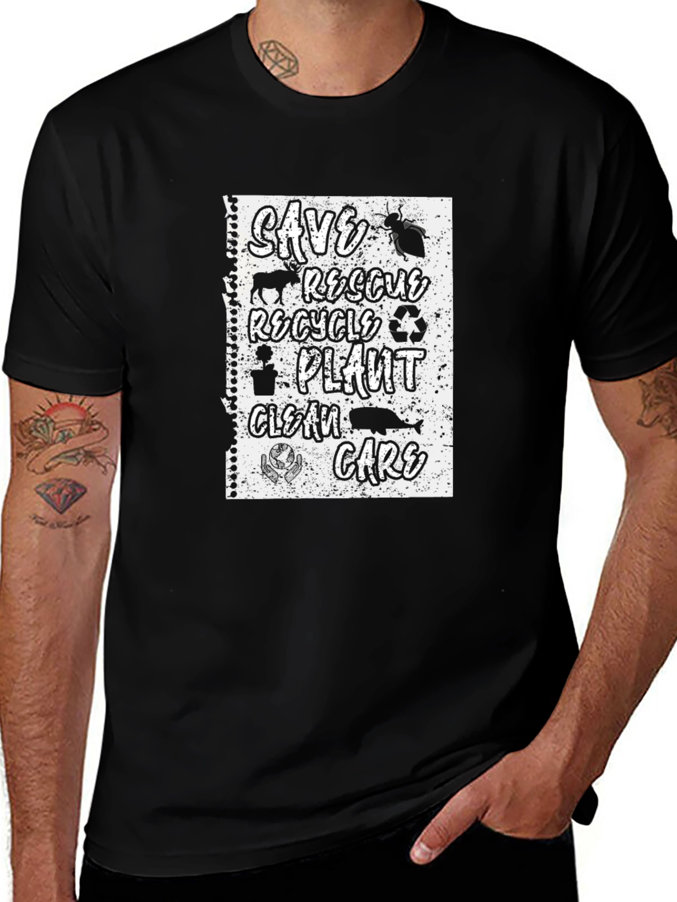 Eco-Friendly T-Shirt: Save Rescue Recycle Care