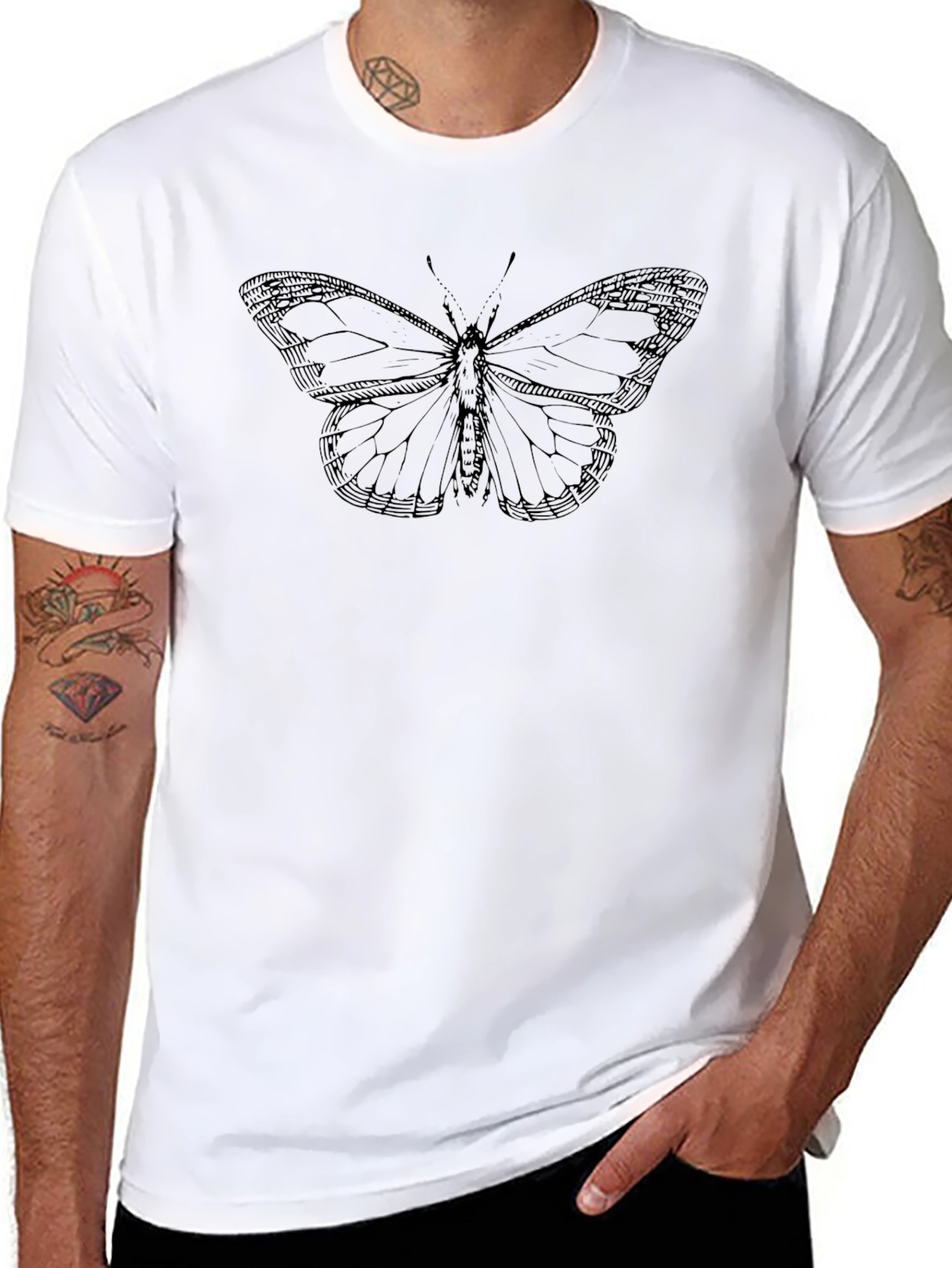 Black Butterfly Graphic Print T-Shirt