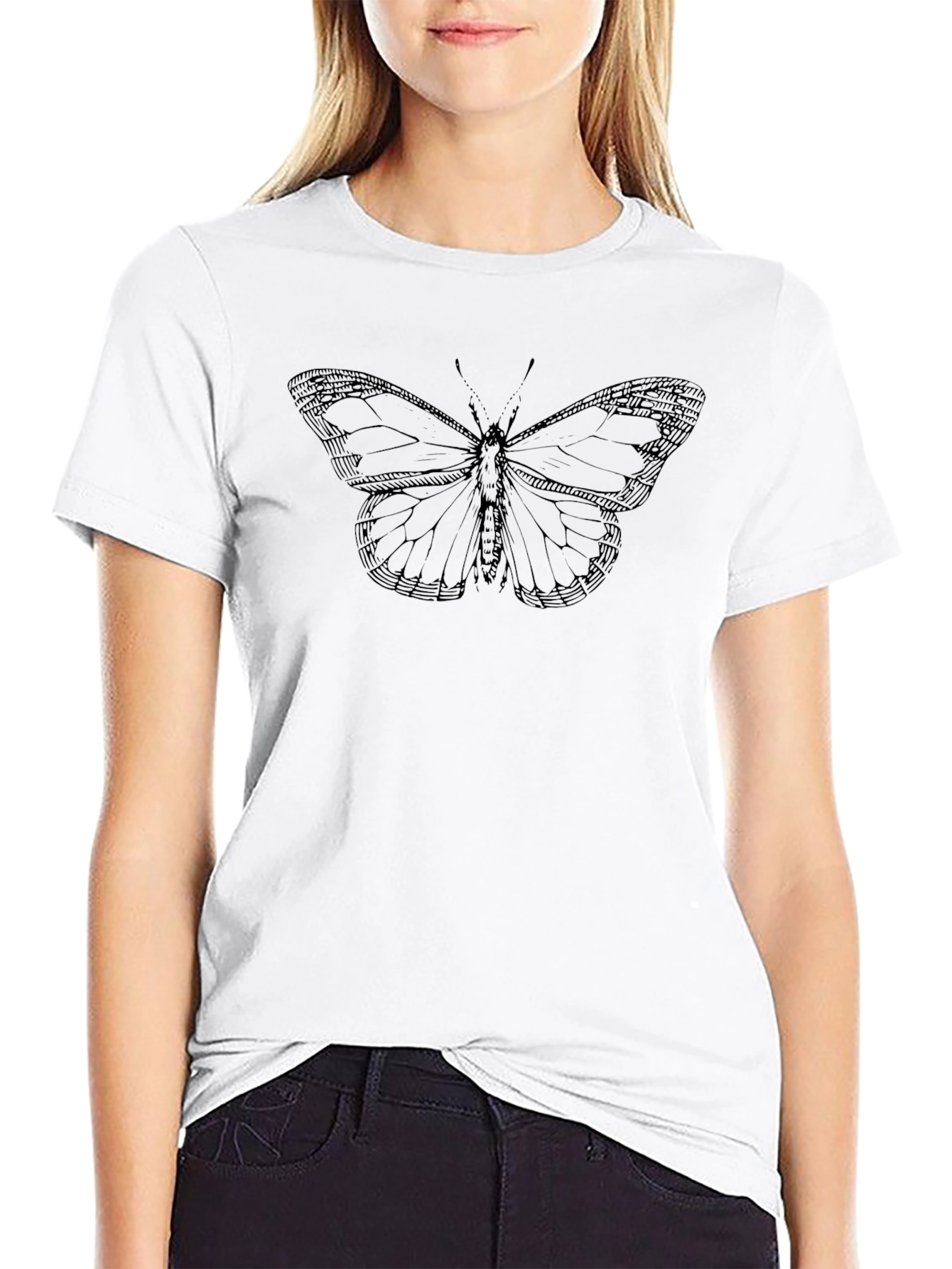 Black Butterfly Graphic Print T-Shirt