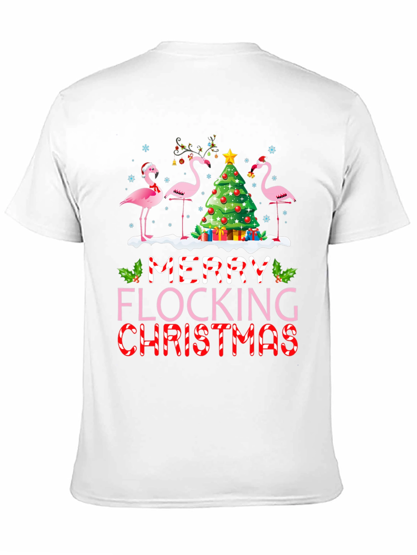 Merry Flocking Christmas Flamingo Holiday T-Shirt