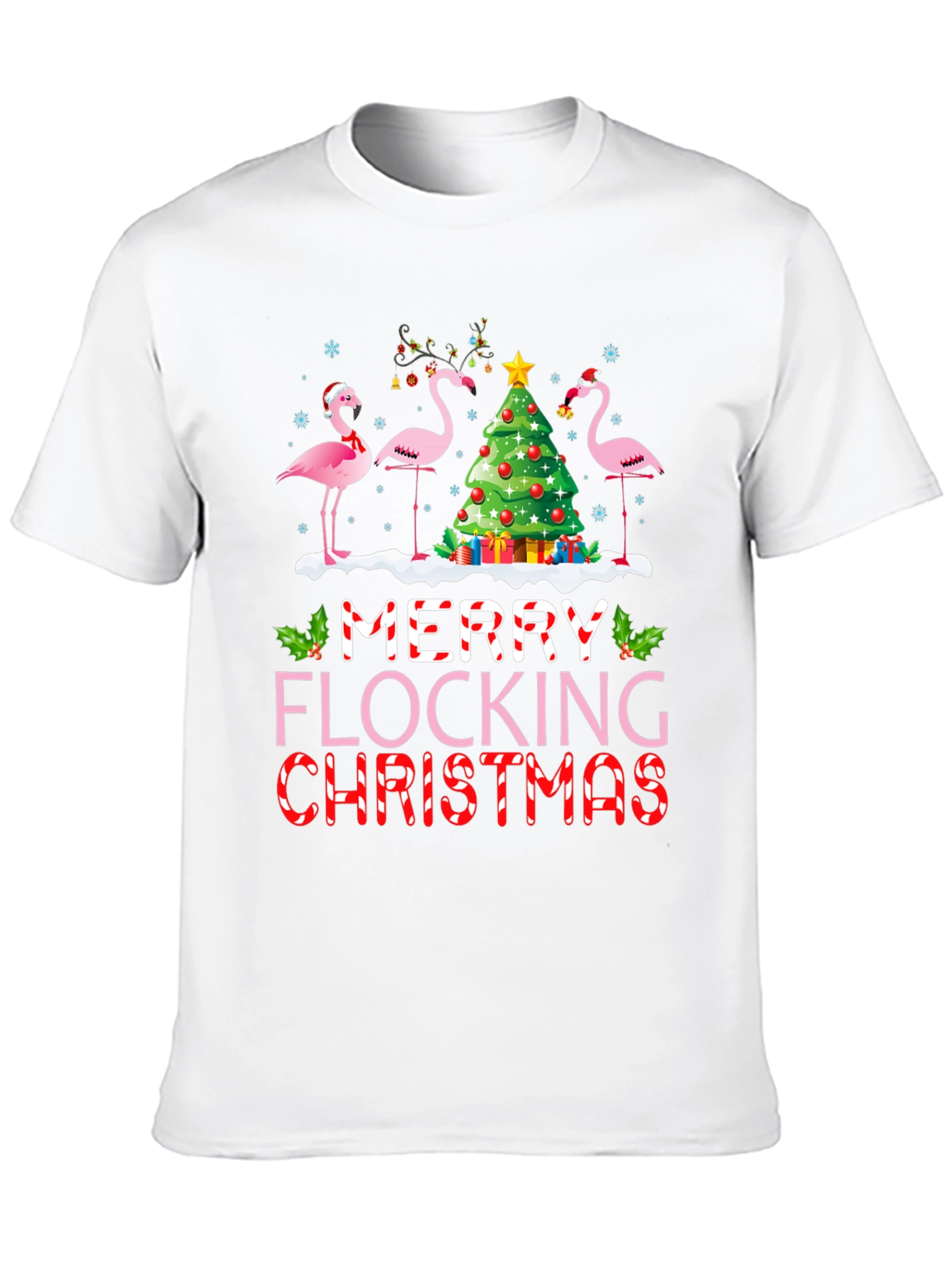 Merry Flocking Christmas Flamingo Holiday T-Shirt
