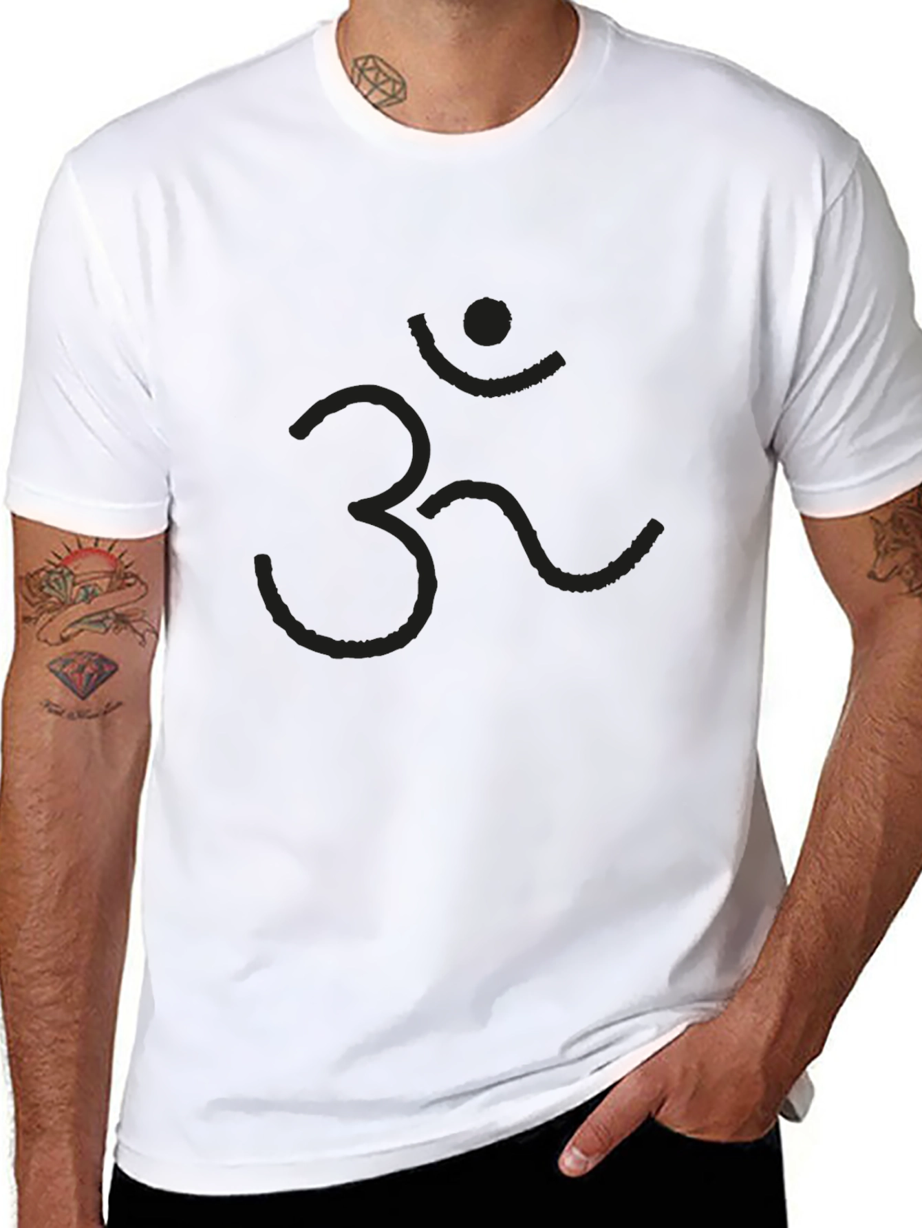 Mens Black Om Symbol T-Shirt - Casual & Stylish