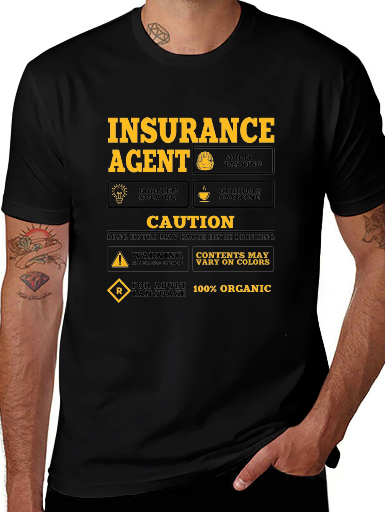 Insurance Agent Humor T-Shirt - Caution Sarcasm Inside
