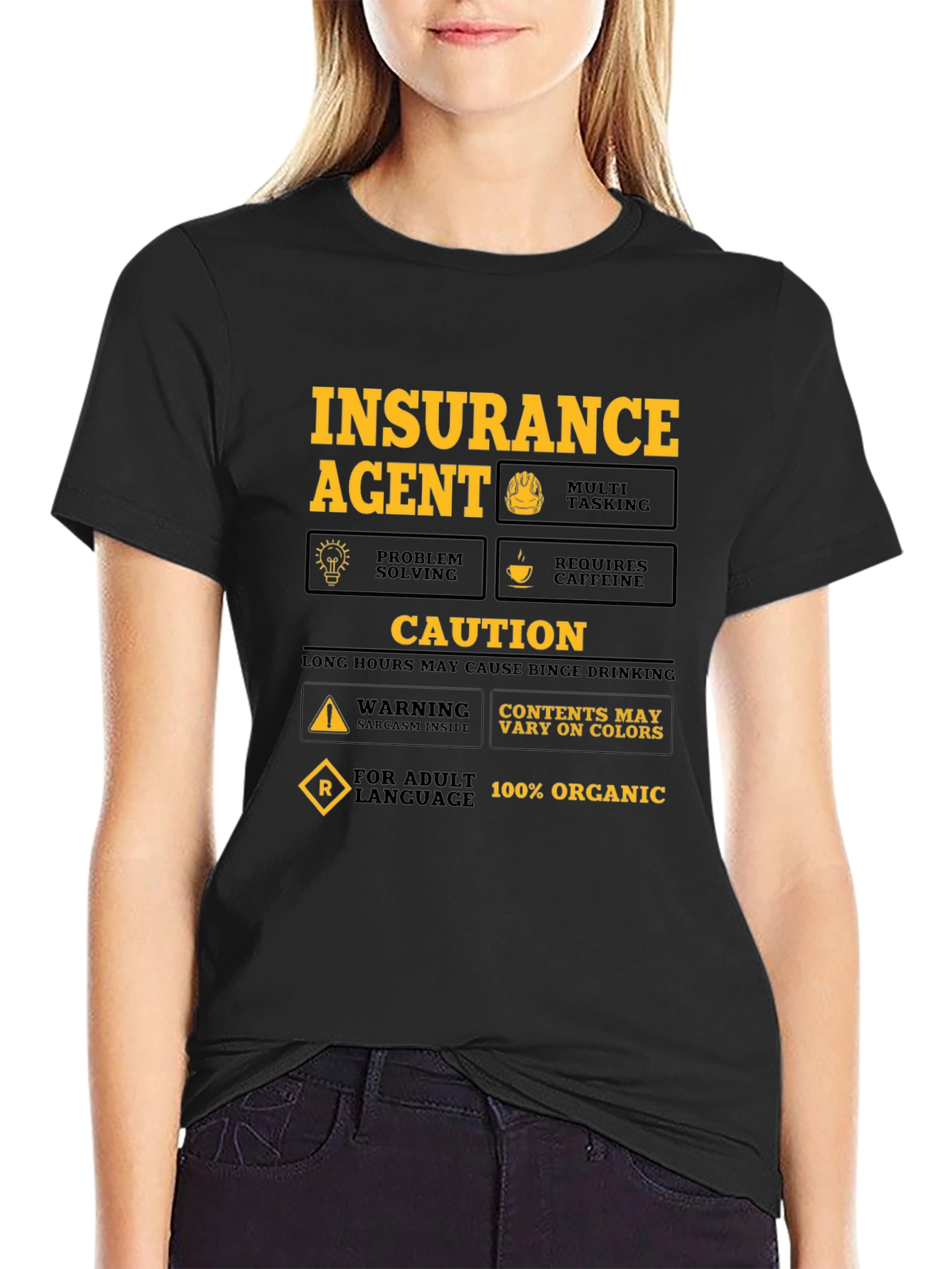 Insurance Agent Humor T-Shirt - Caution Sarcasm Inside