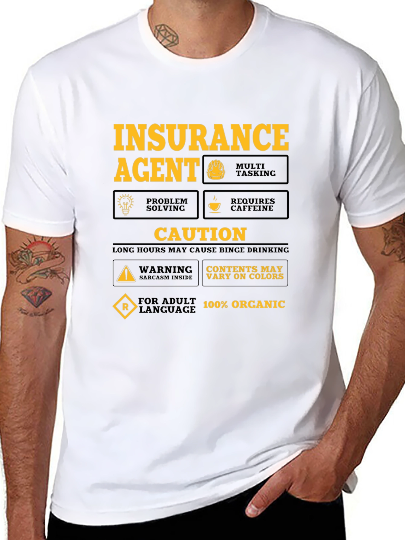 Insurance Agent Humor T-Shirt - Caution Sarcasm Inside