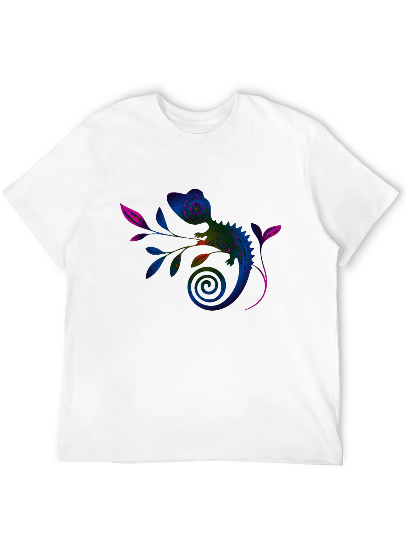 Vivid Chameleon Graphic Tee - Black Casual T-Shirt