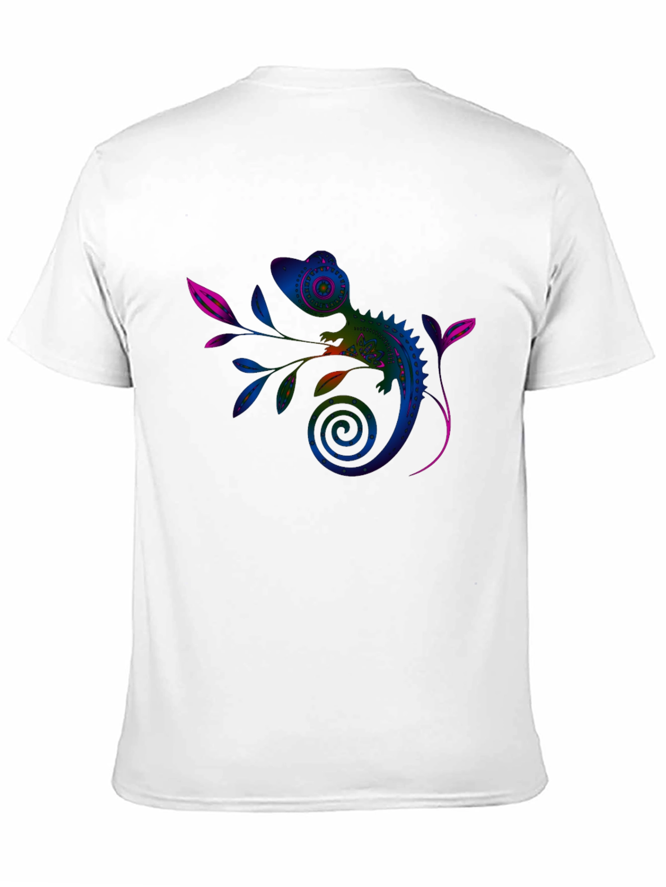 Vivid Chameleon Graphic Tee - Black Casual T-Shirt