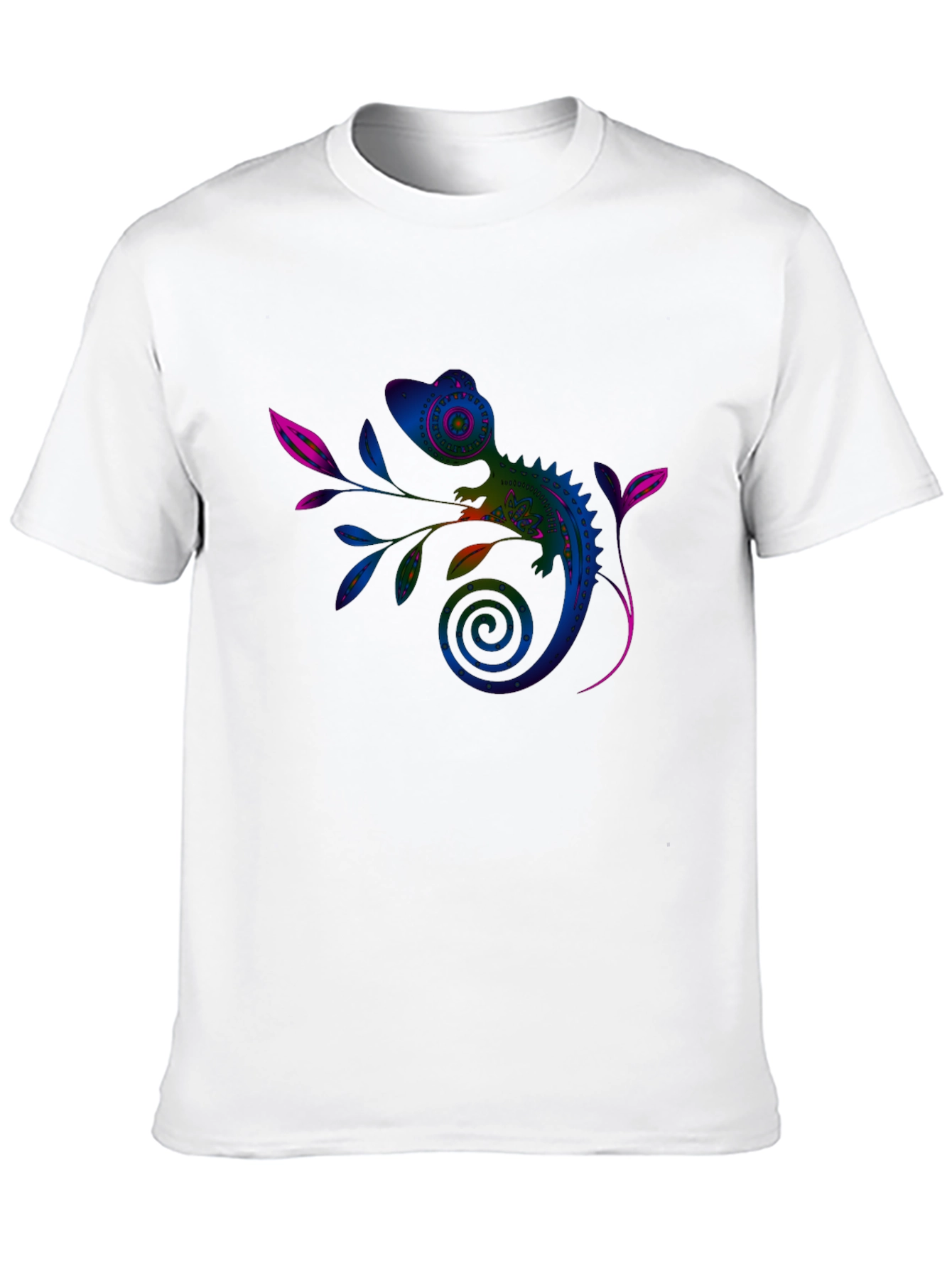 Vivid Chameleon Graphic Tee - Black Casual T-Shirt