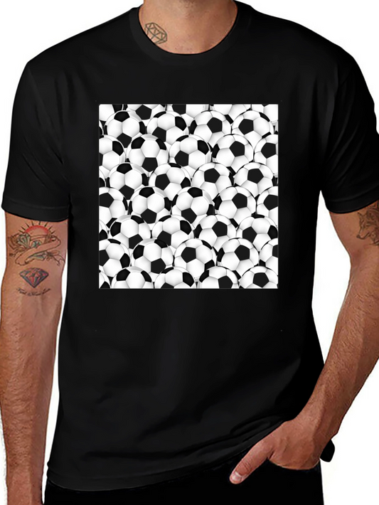 Soccer Ball Pattern T-Shirt - Black