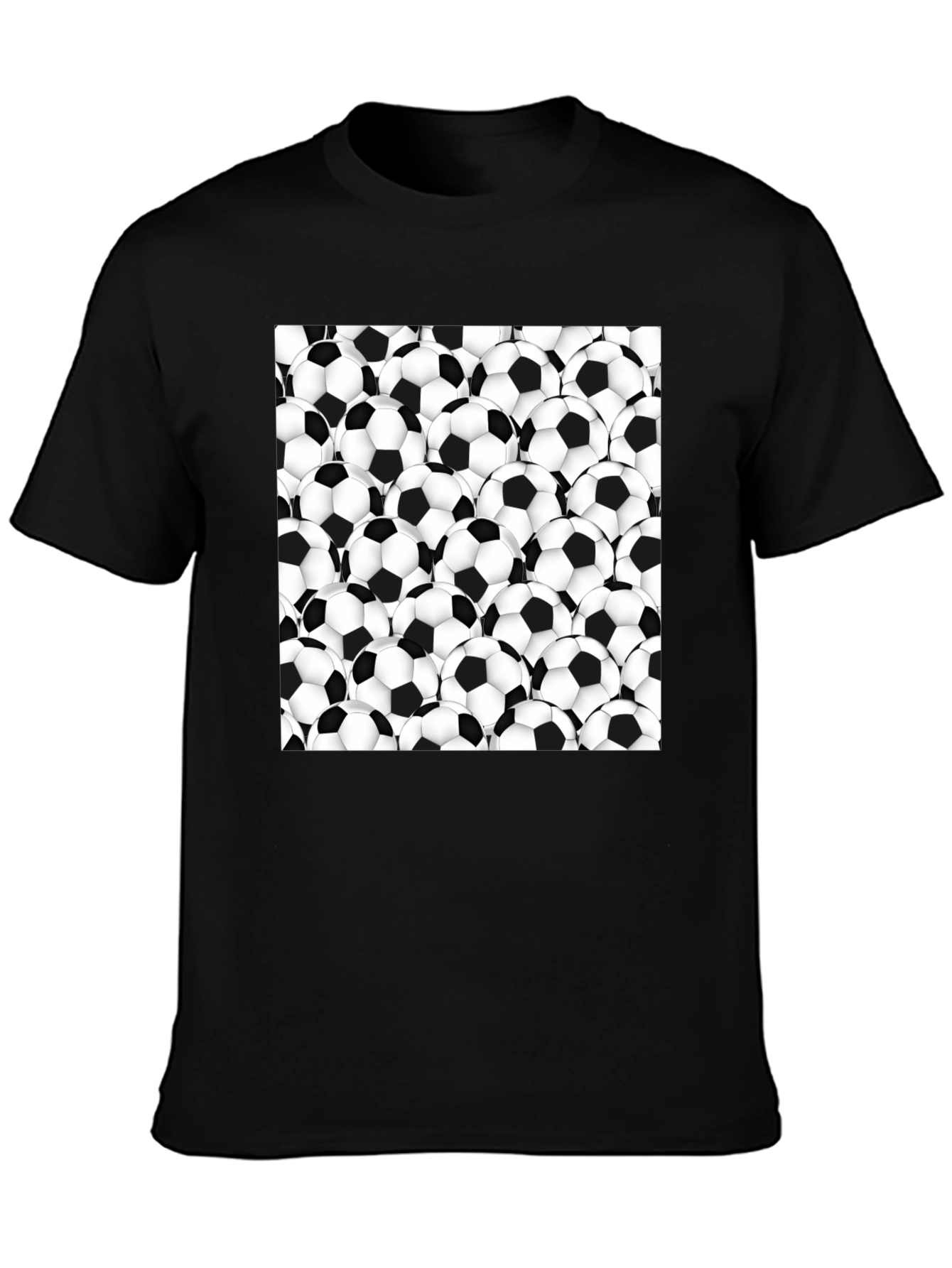 Soccer Ball Pattern T-Shirt - Black