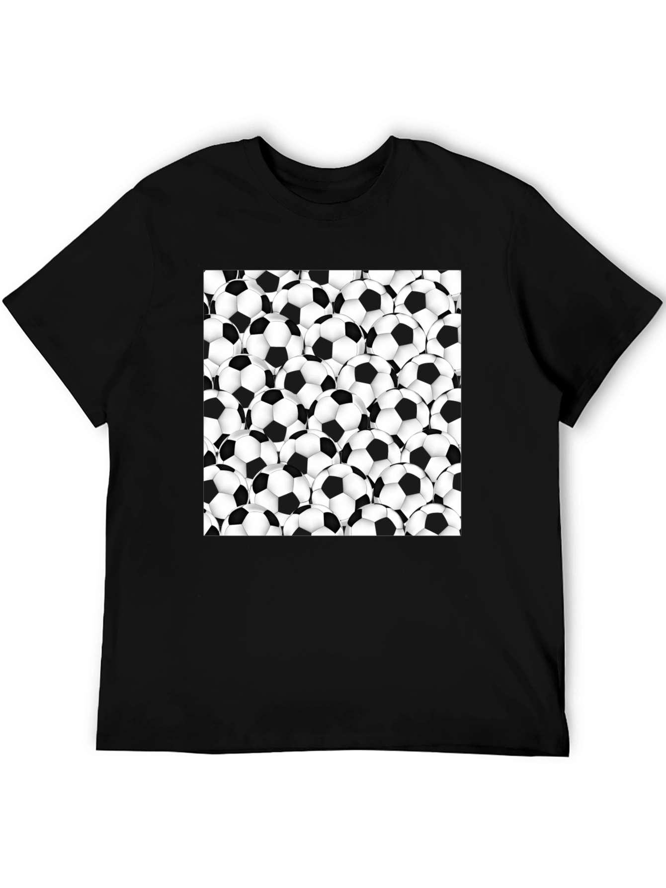 Soccer Ball Pattern T-Shirt - Black