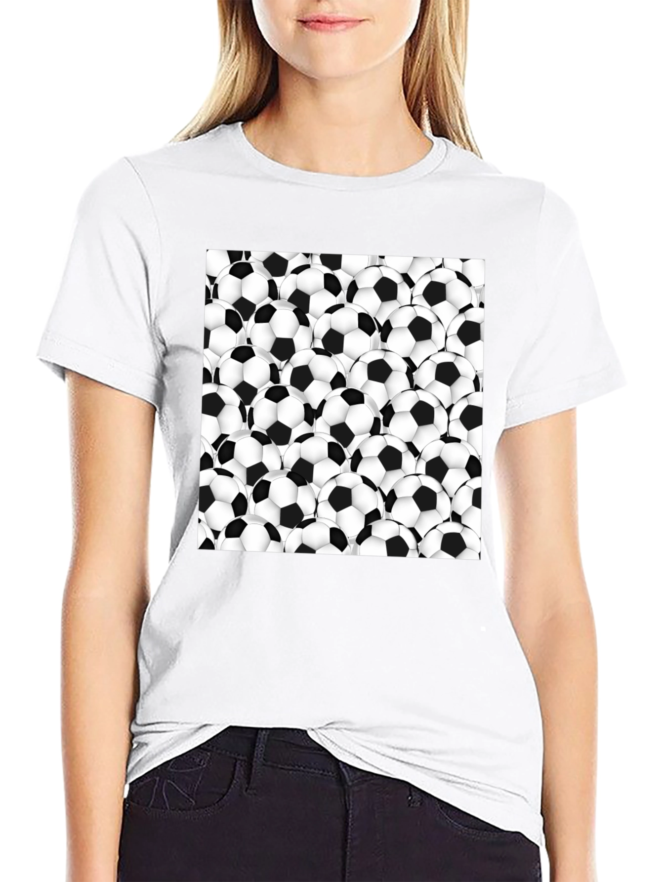 Soccer Ball Pattern T-Shirt - Black