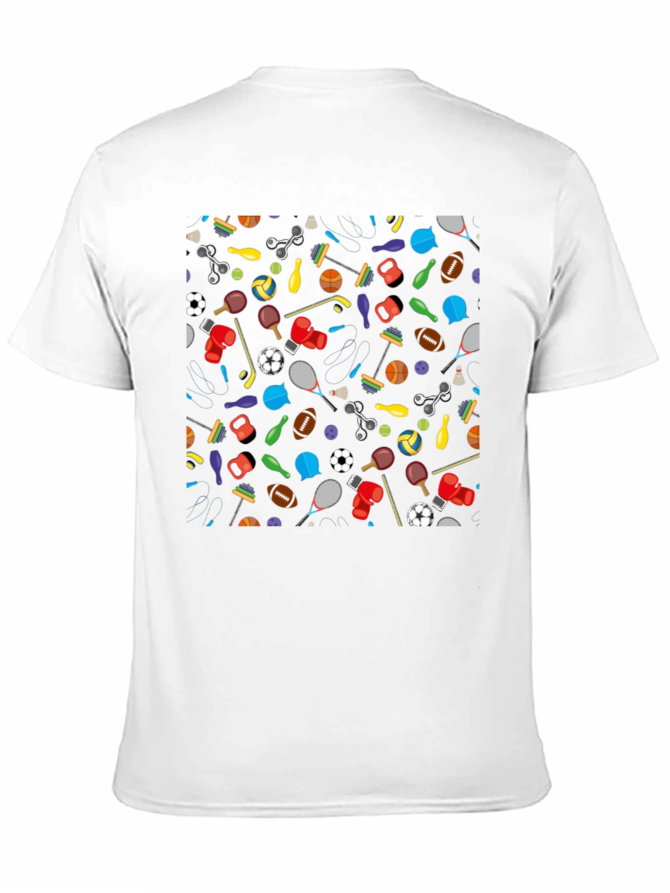 Fun Sports Pattern Black T-Shirt