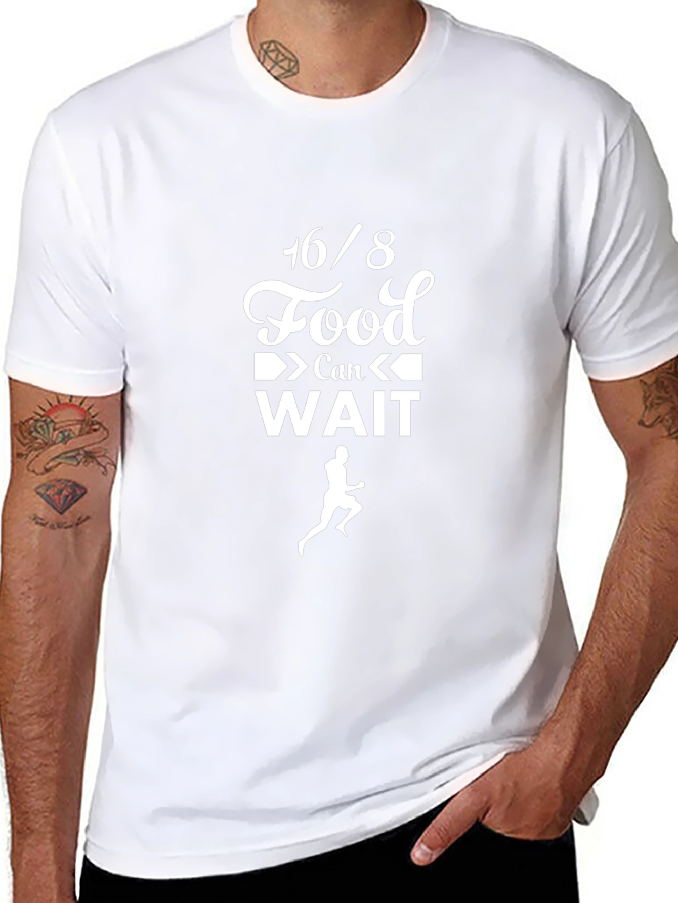 16/8 Food Can Wait Black T-Shirt