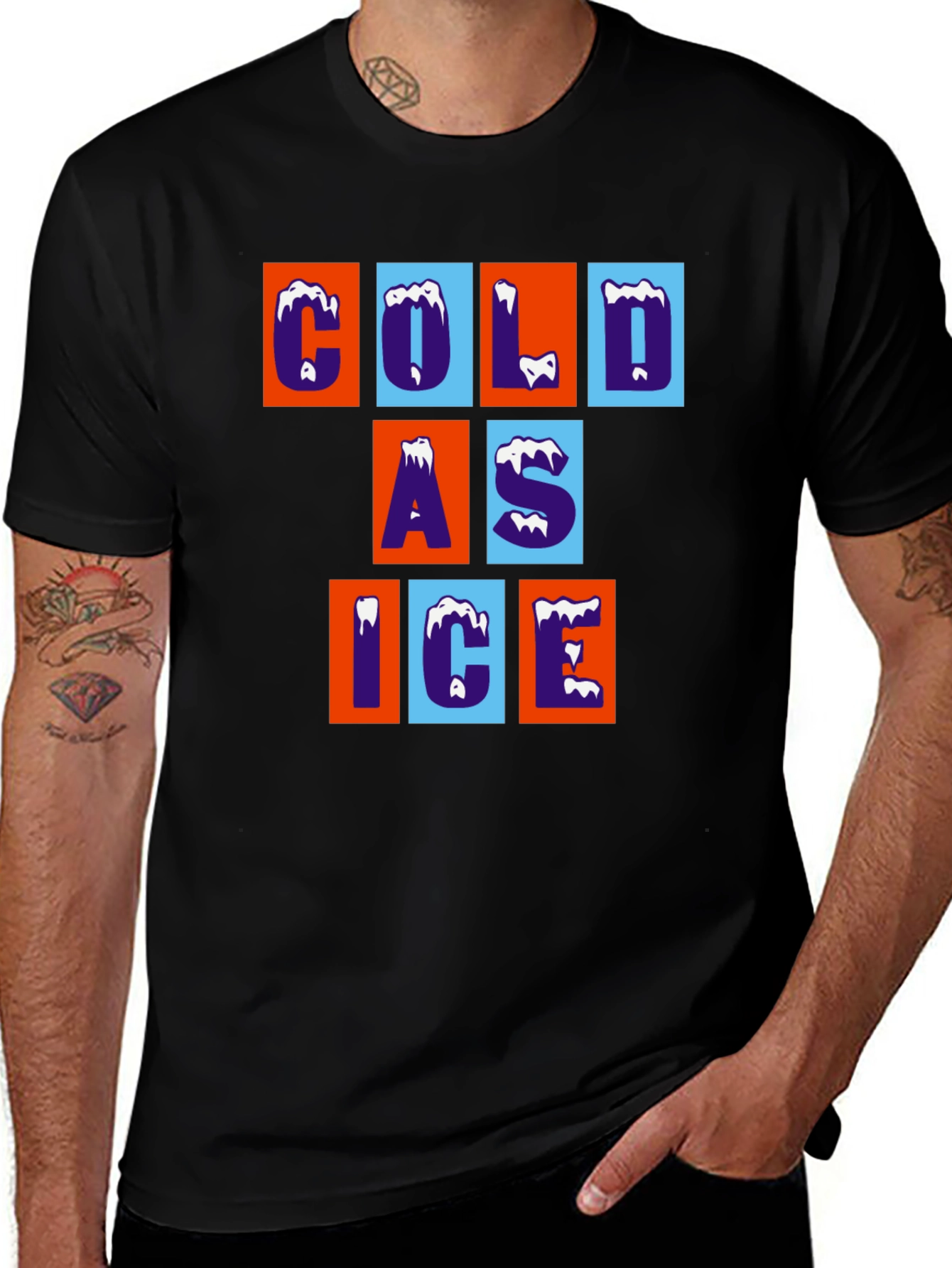 Cold As Ice Graphic Tee - Trendy Crew Neck