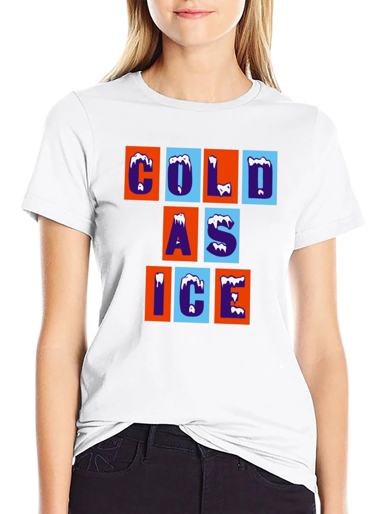 Cold As Ice Graphic Tee - Trendy Crew Neck