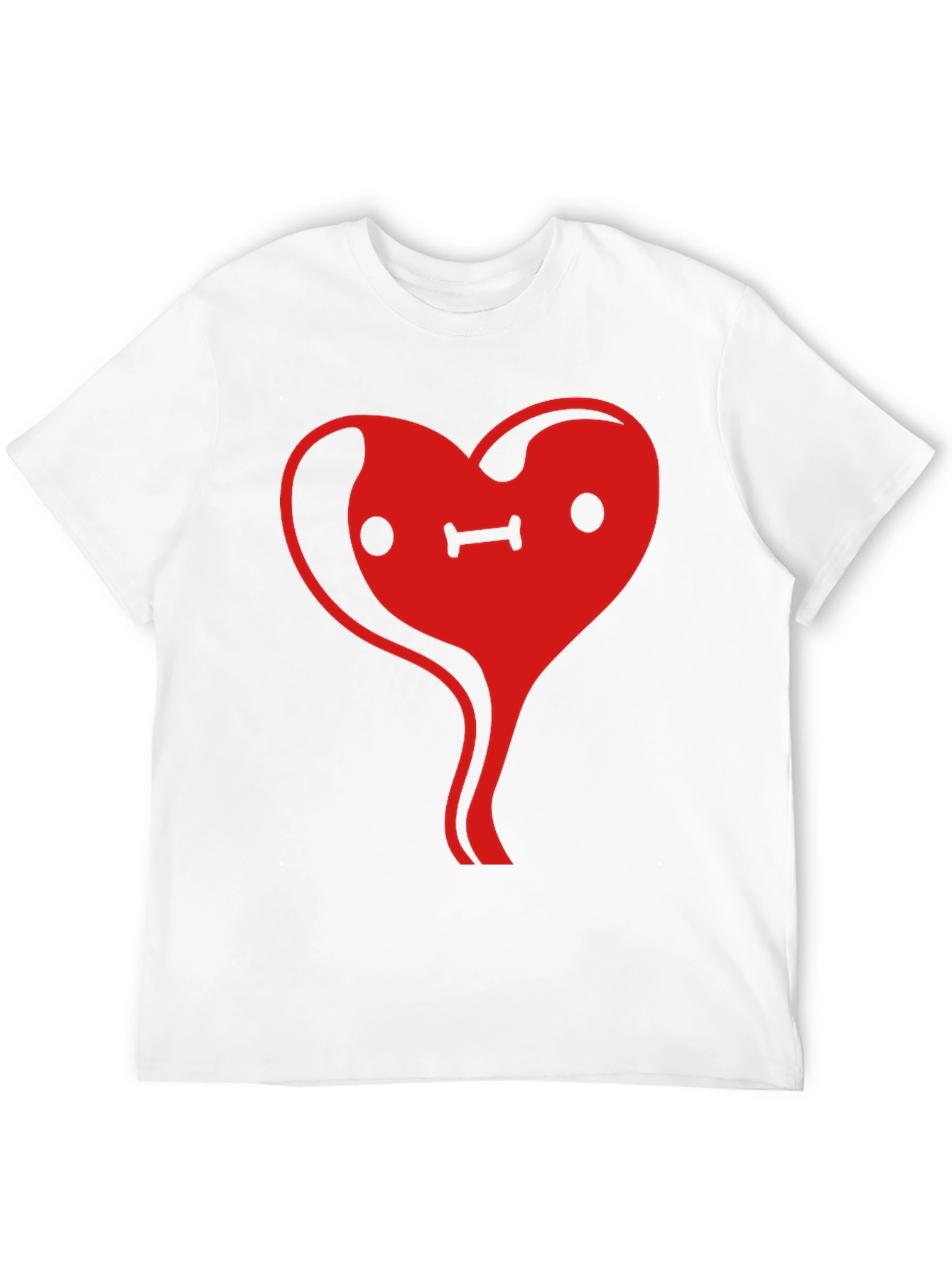 Heart Face Graphic Tee - Black Cotton Casual T-Shirt