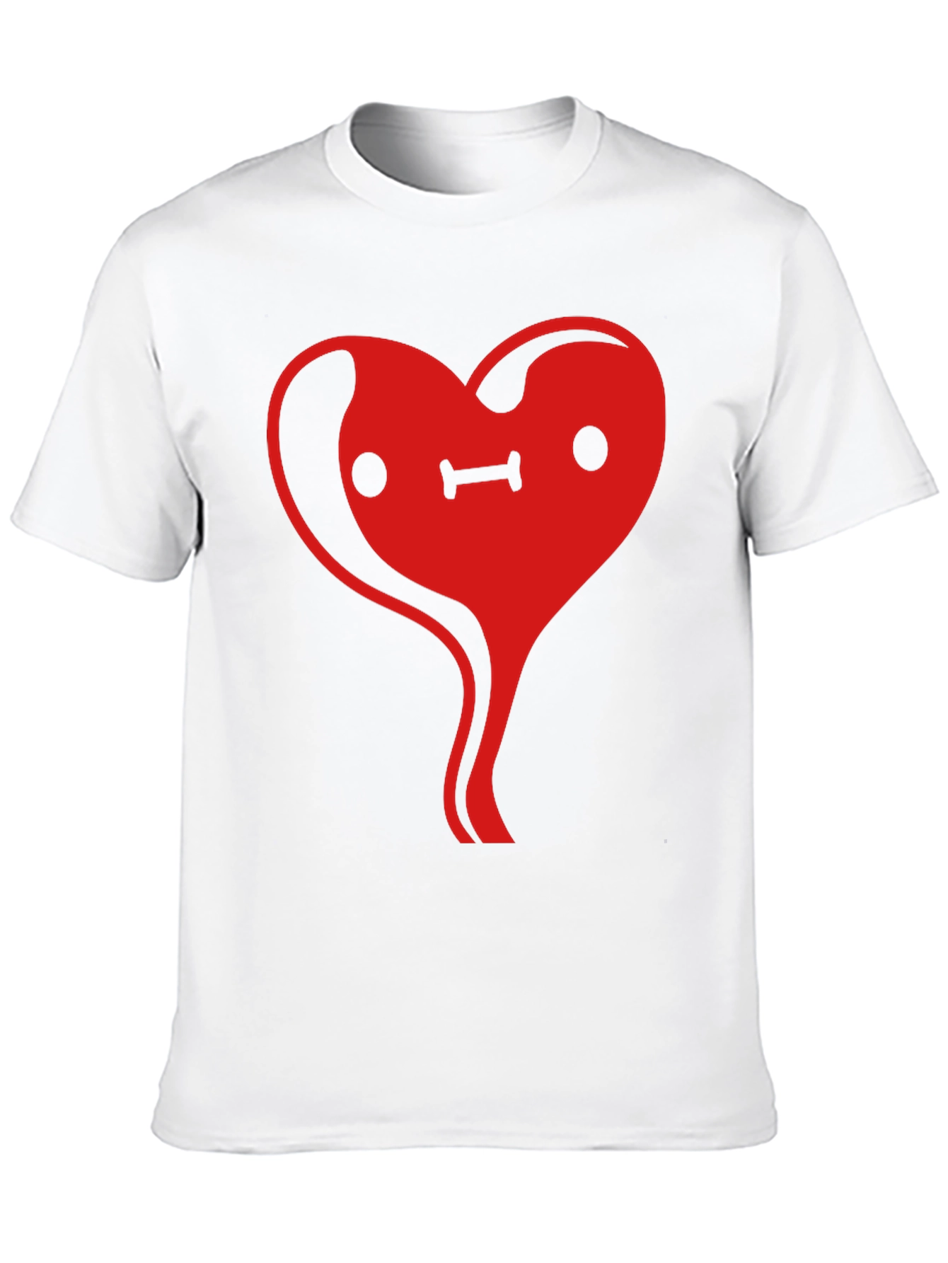 Heart Face Graphic Tee - Black Cotton Casual T-Shirt