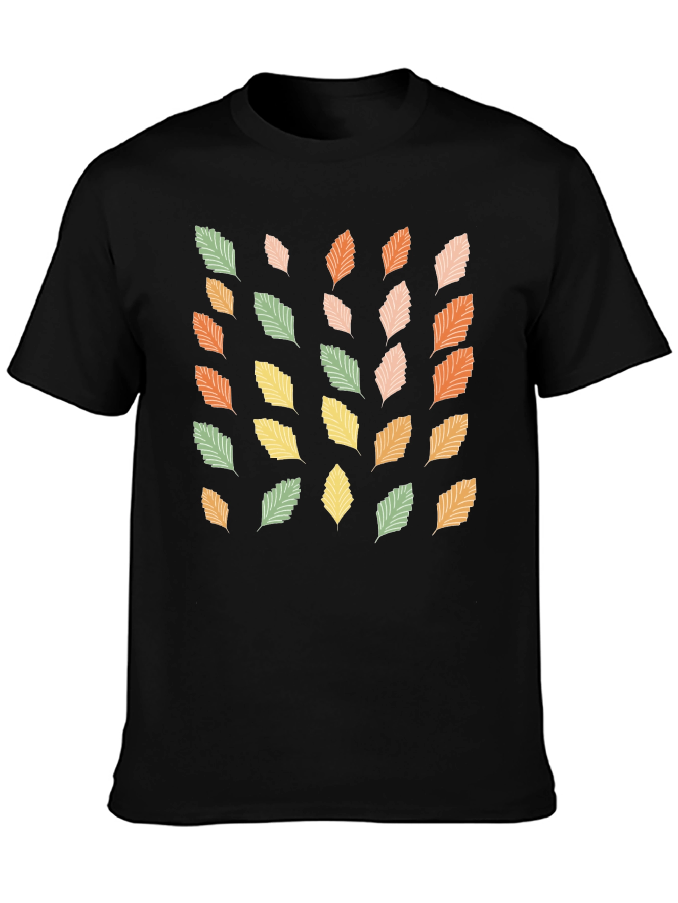 Autumn Leaves Print Black T-Shirt
