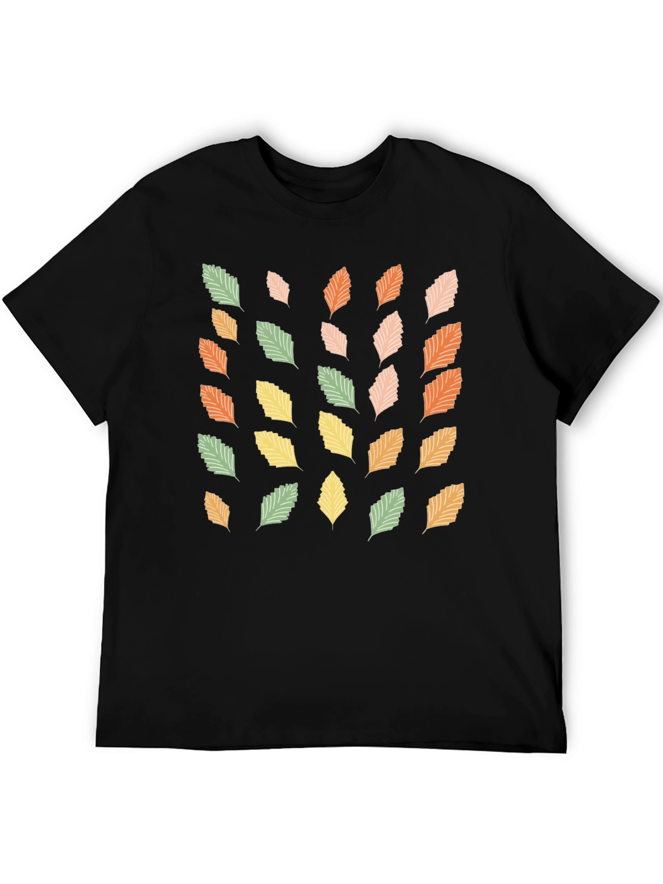 Autumn Leaves Print Black T-Shirt