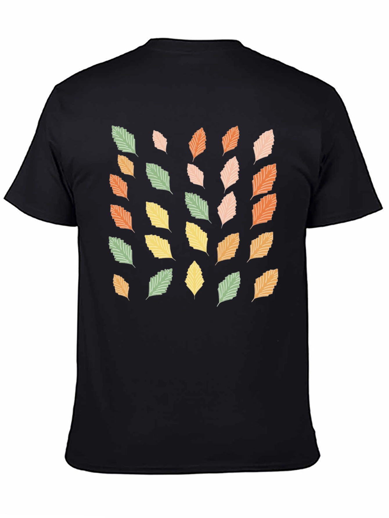 Autumn Leaves Print Black T-Shirt
