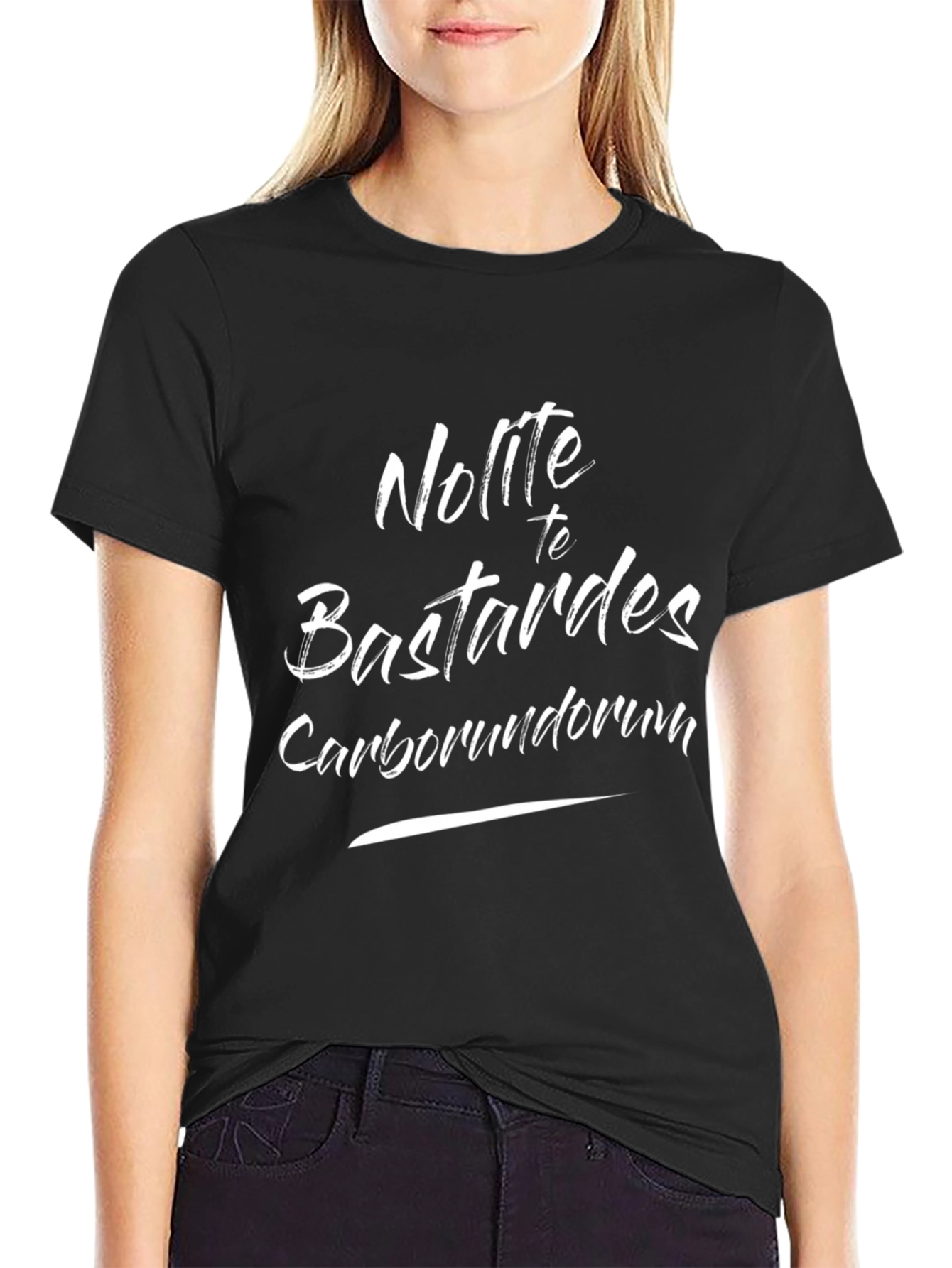 Mens Black T-Shirt with White Graphic Print