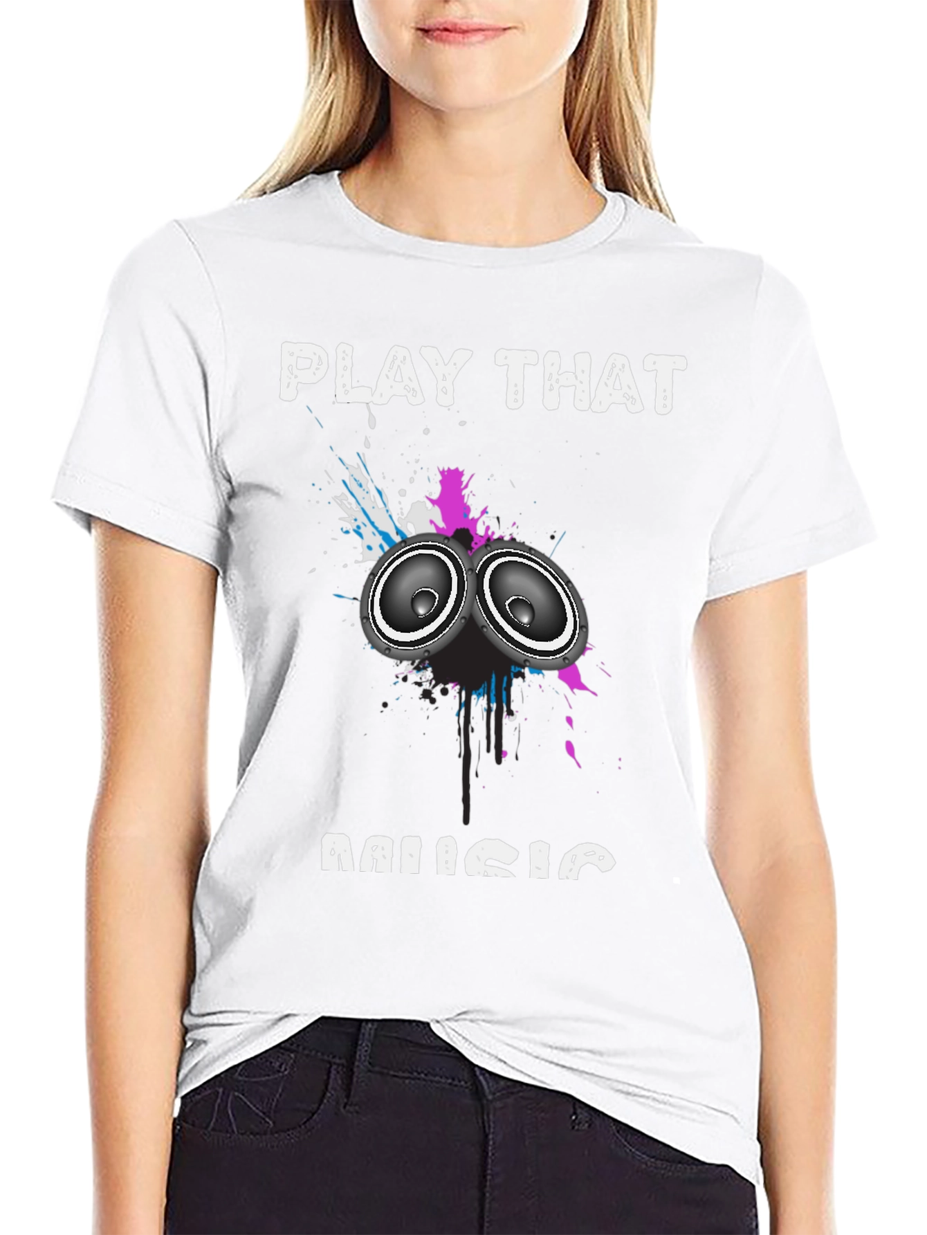 Play That Music Graphic Tee - Black Cotton Blend