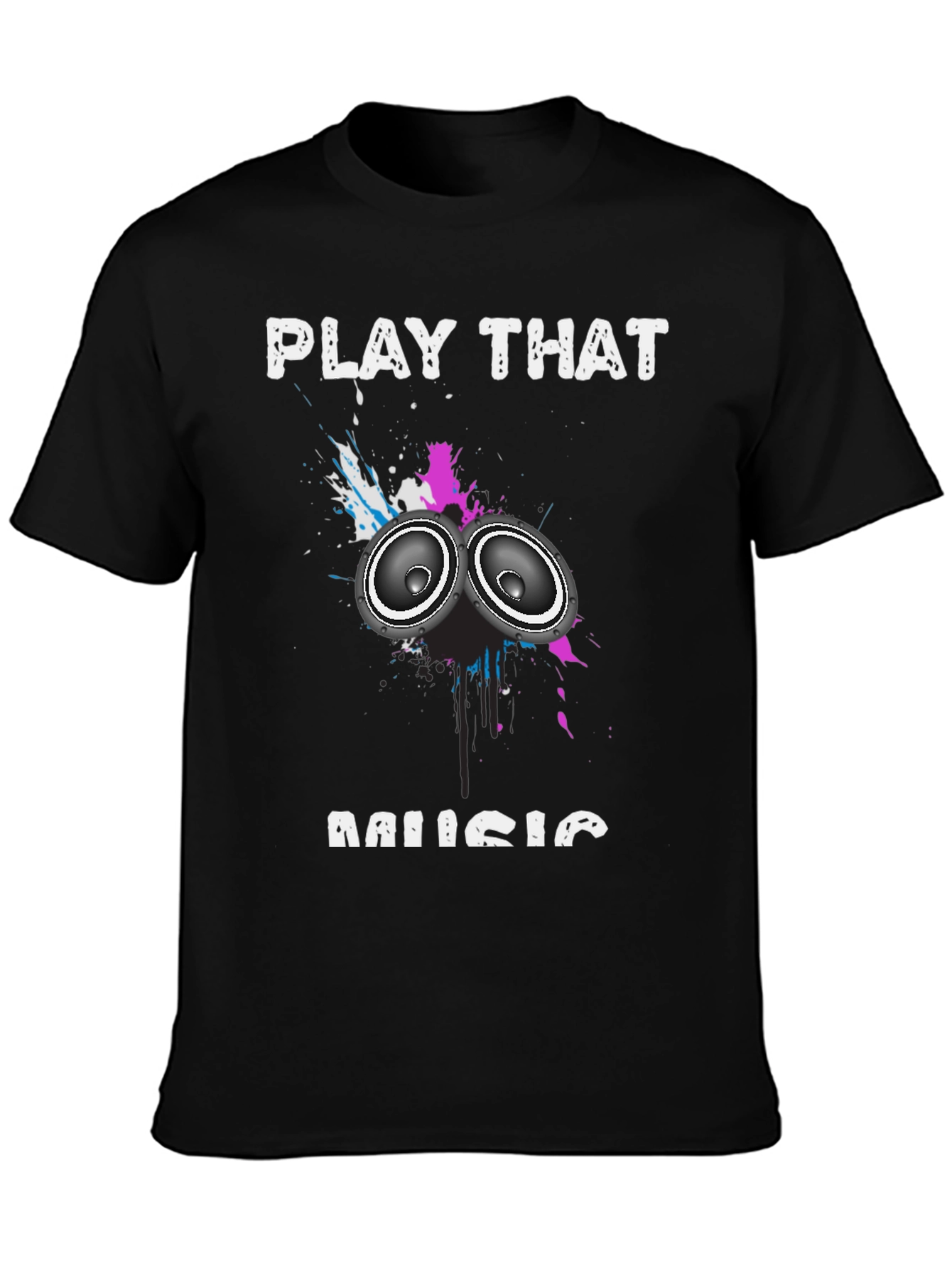 Play That Music Graphic Tee - Black Cotton Blend