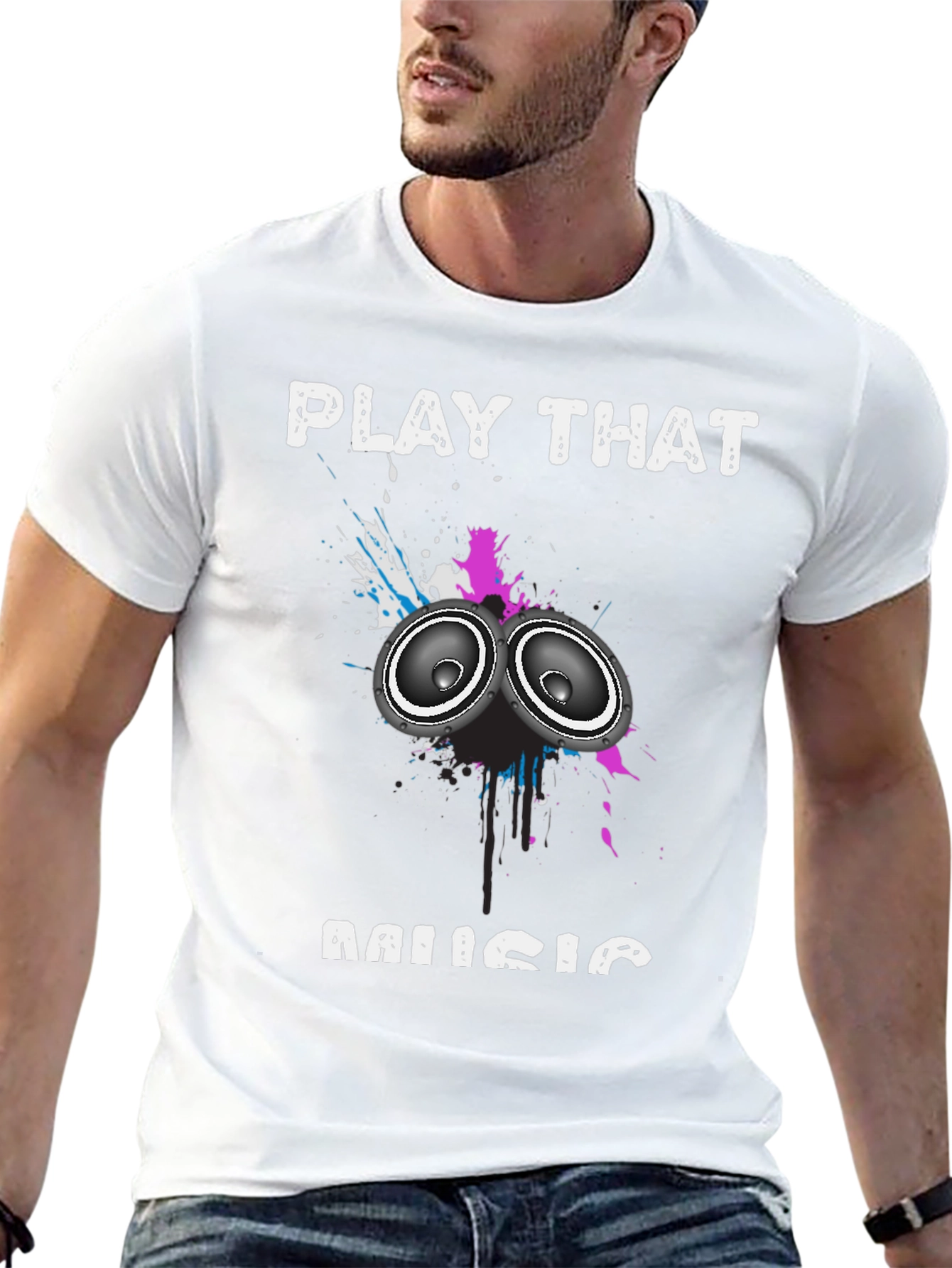 Play That Music Graphic Tee - Black Cotton Blend