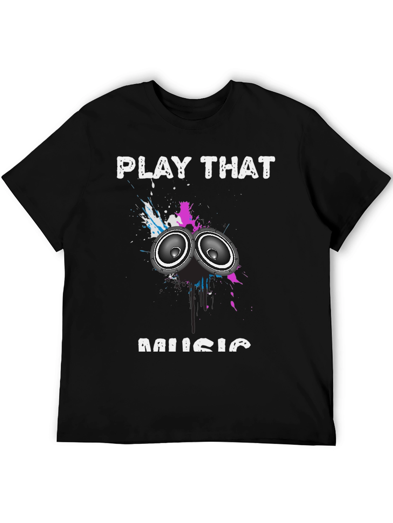 Play That Music Graphic Tee - Black Cotton Blend
