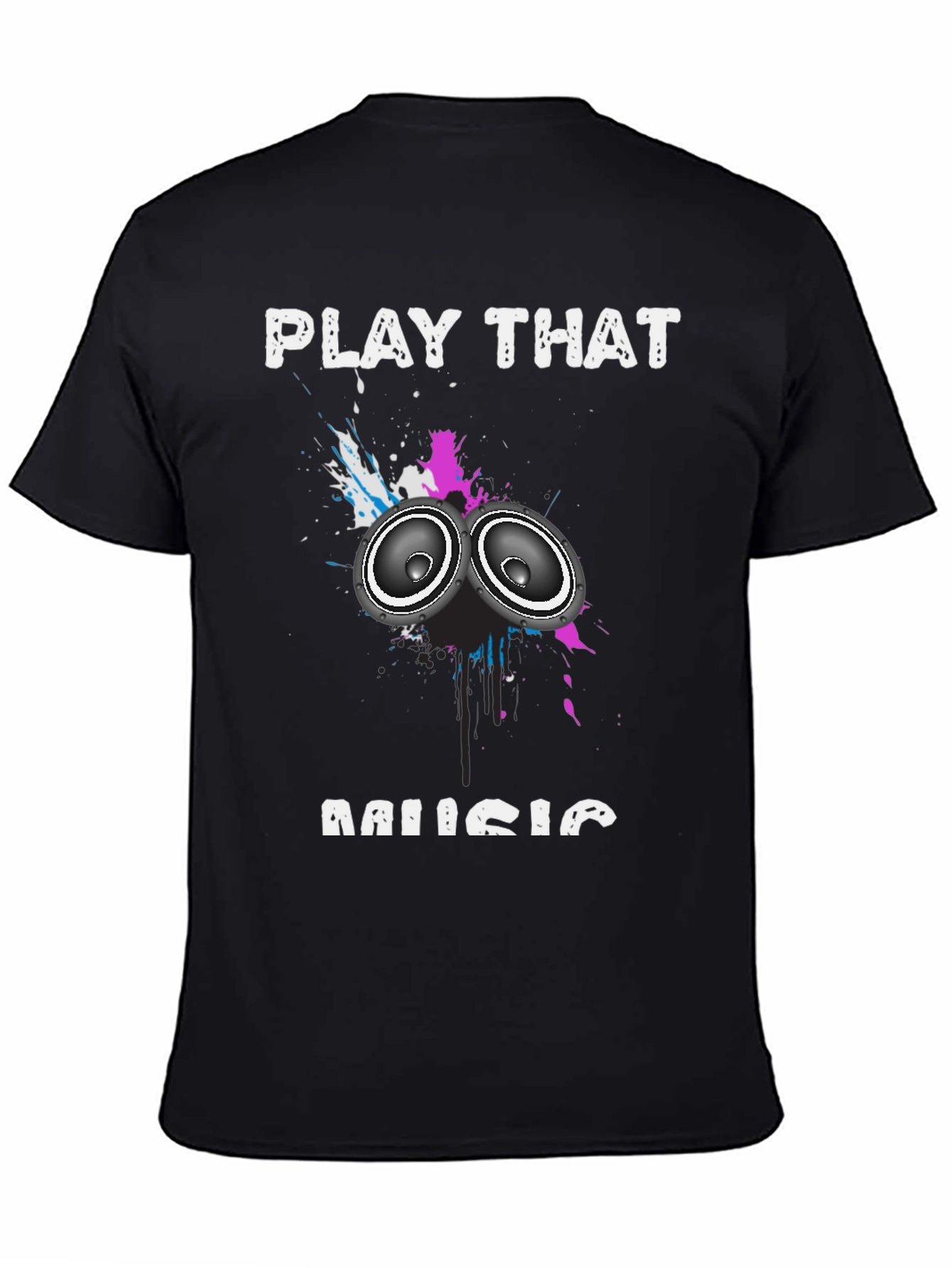 Play That Music Graphic Tee - Black Cotton Blend