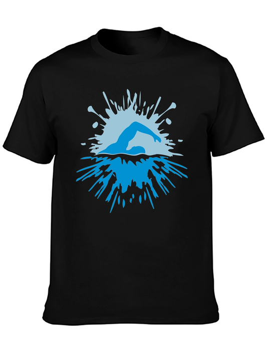 Swimmer Splash Black Graphic Tee