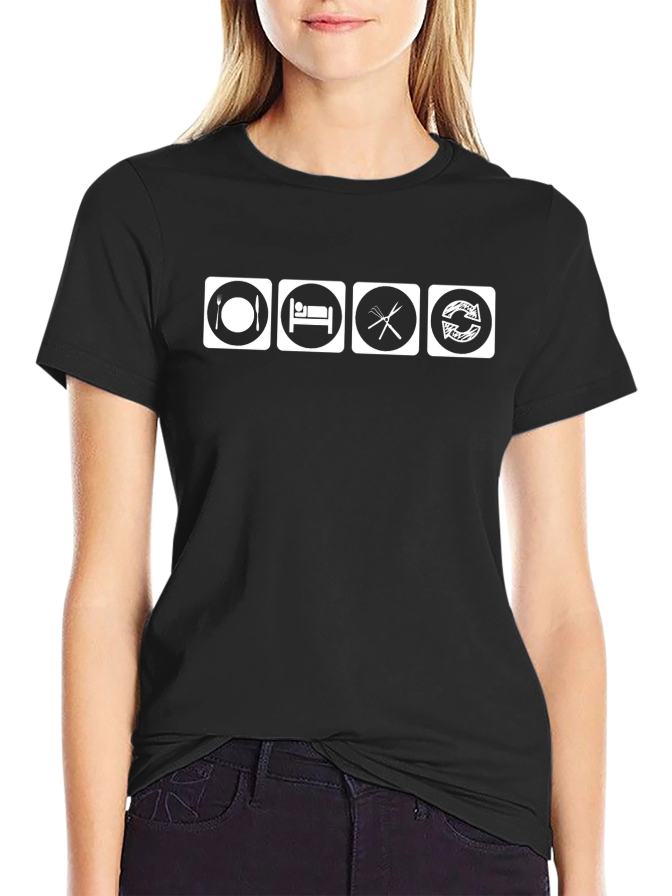 Eat Sleep Chopsticks Repeat Black T-Shirt