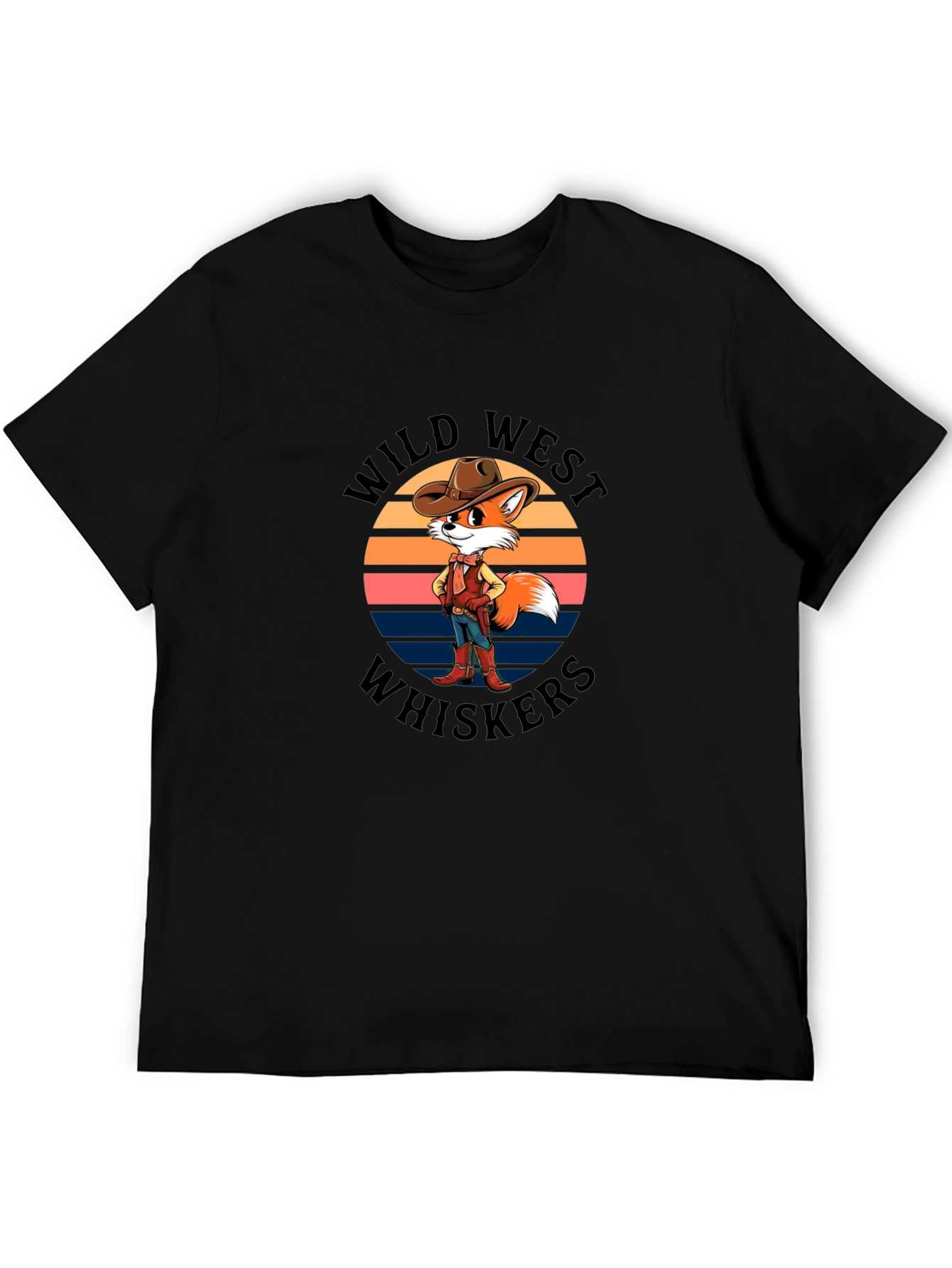 Wild West Whiskers T-Shirt - Cowboy Fox Design