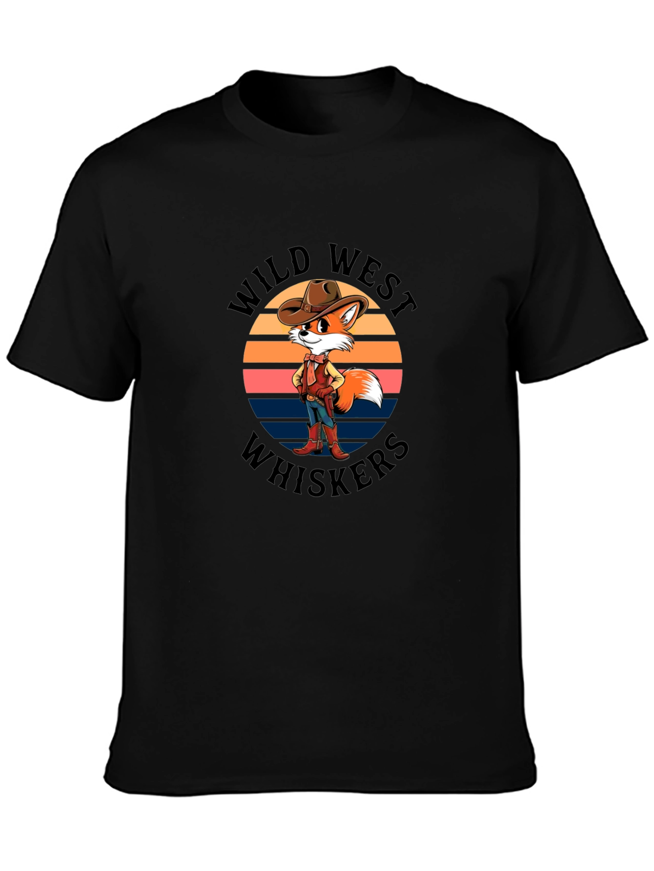 Wild West Whiskers T-Shirt - Cowboy Fox Design