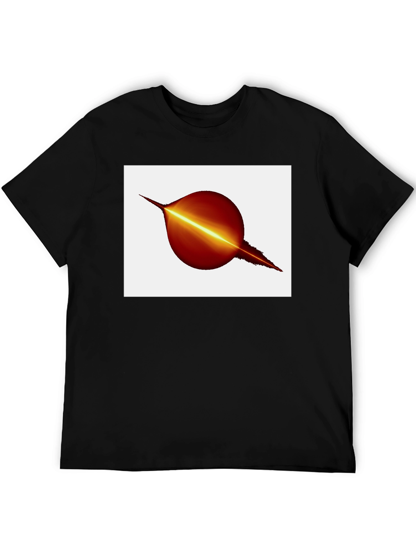 Black T-Shirt with Abstract Planet Graphic