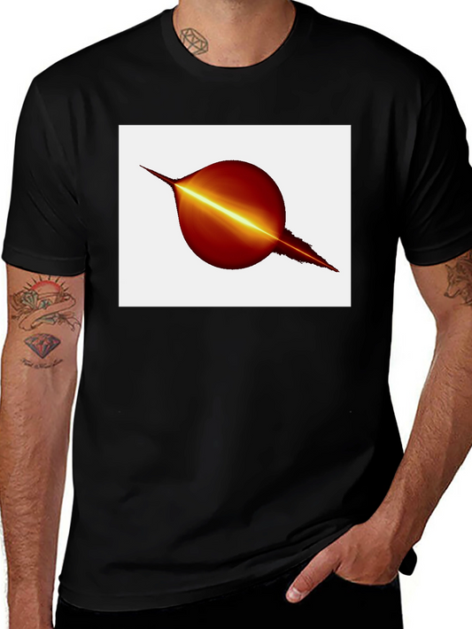 Black T-Shirt with Abstract Planet Graphic
