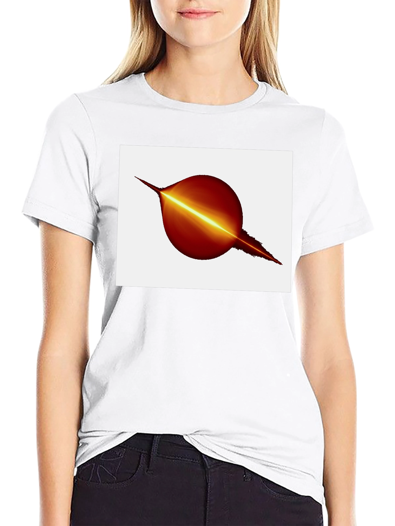Black T-Shirt with Abstract Planet Graphic