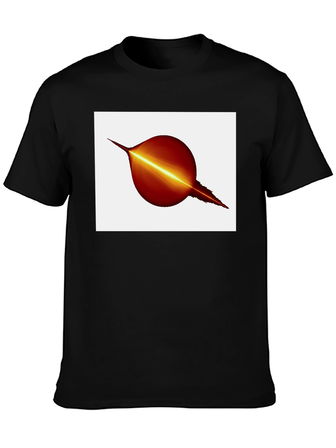 Black T-Shirt with Abstract Planet Graphic