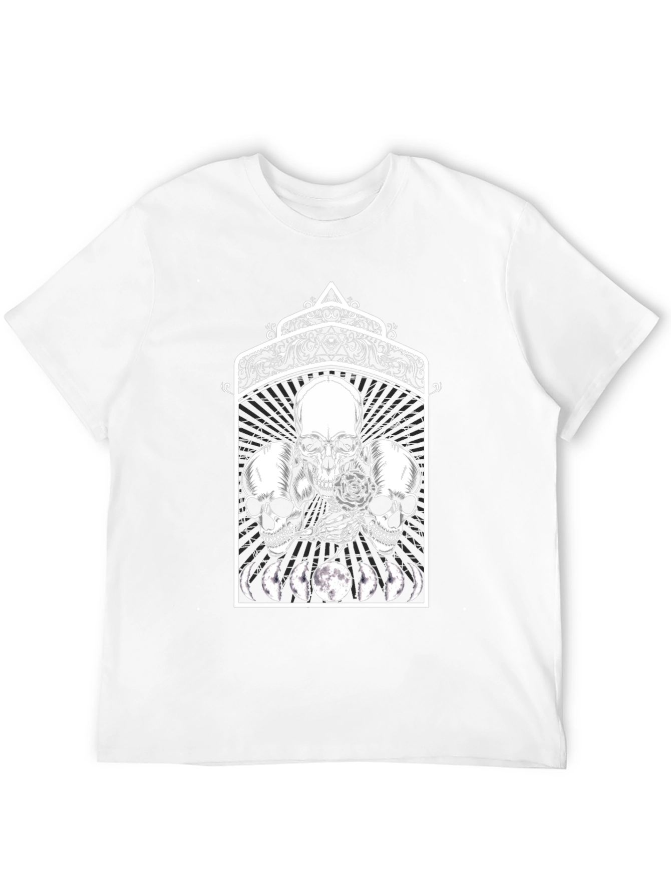 Skull Moon Phase Graphic Tee - Black