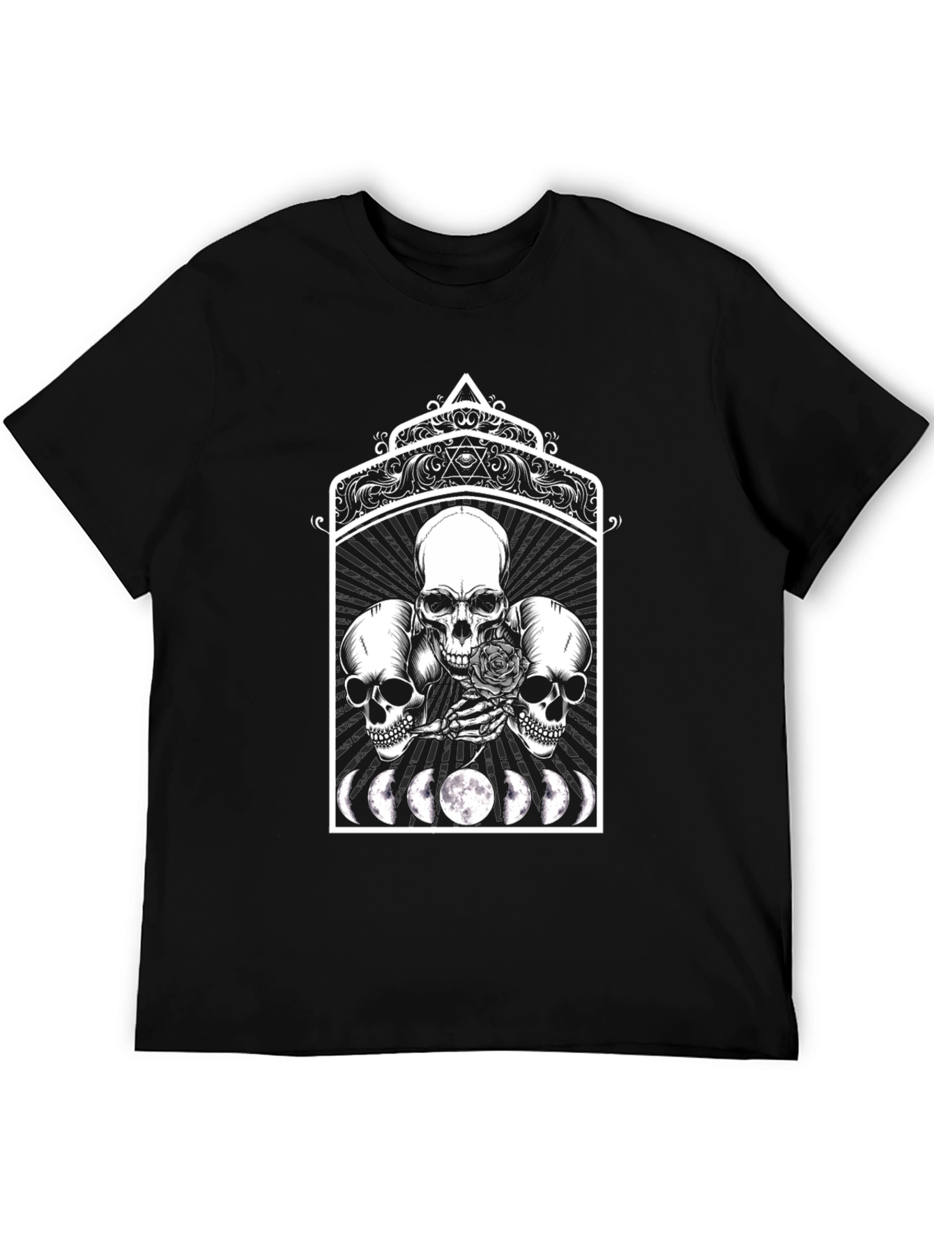 Skull Moon Phase Graphic Tee - Black