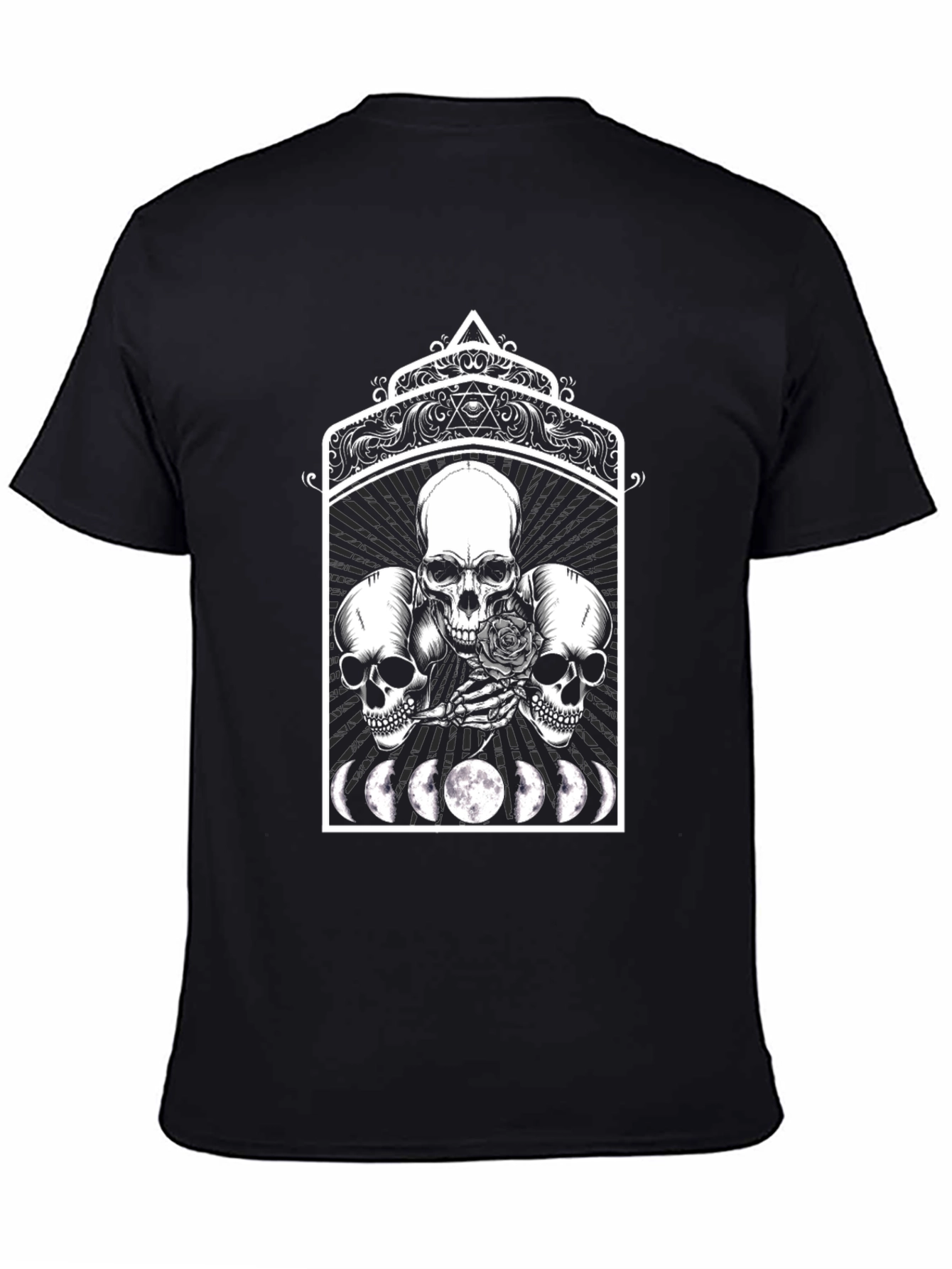 Skull Moon Phase Graphic Tee - Black