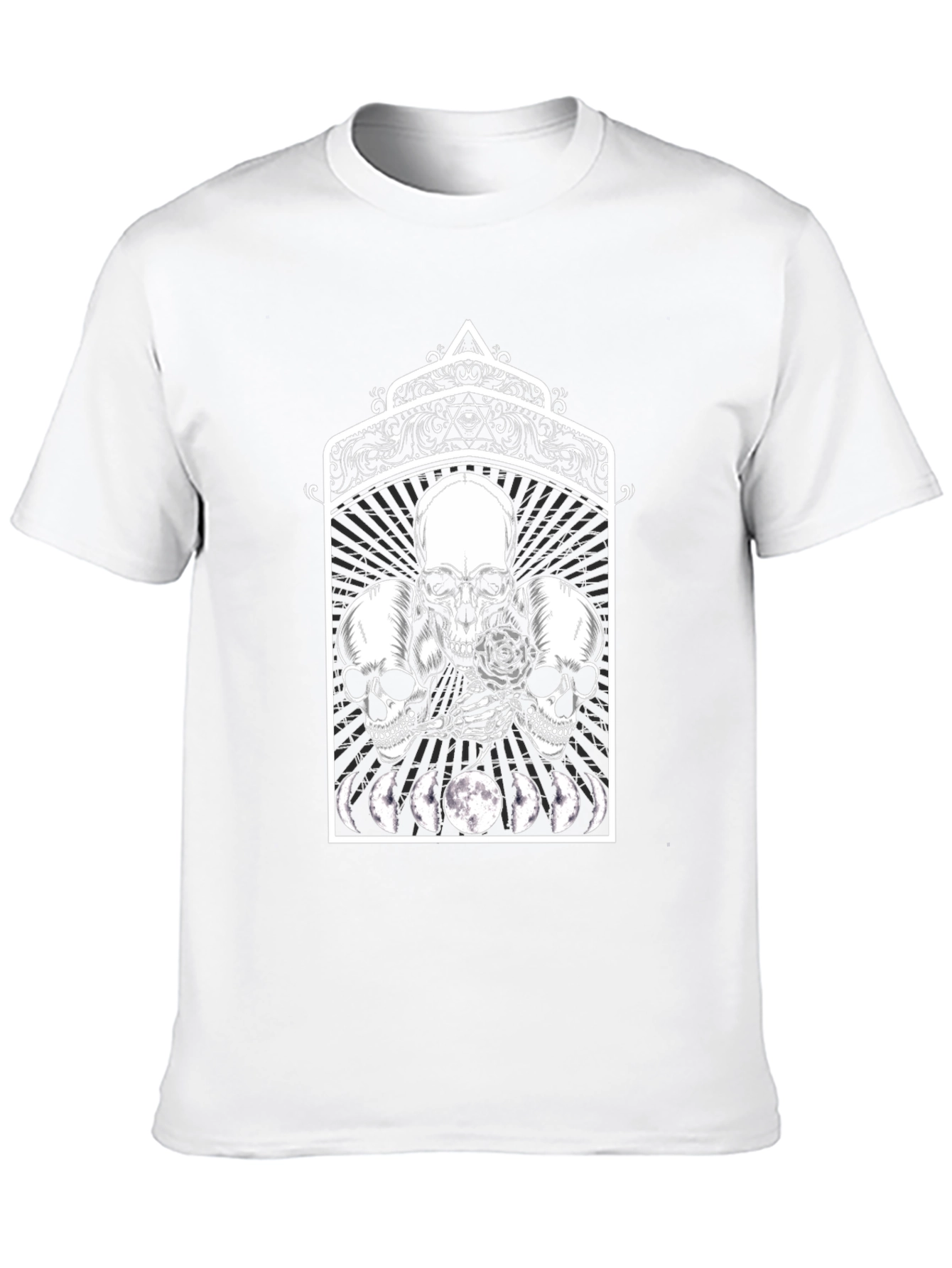 Skull Moon Phase Graphic Tee - Black