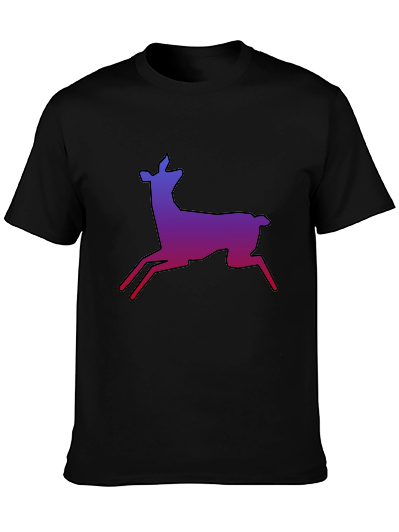 Gradient Deer Graphic Tee - Stylish Black T-Shirt