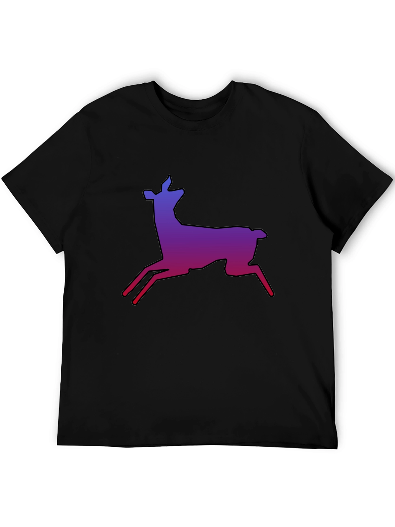 Gradient Deer Graphic Tee - Stylish Black T-Shirt