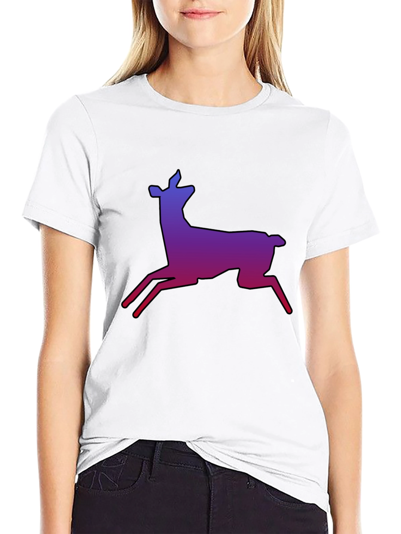 Gradient Deer Graphic Tee - Stylish Black T-Shirt