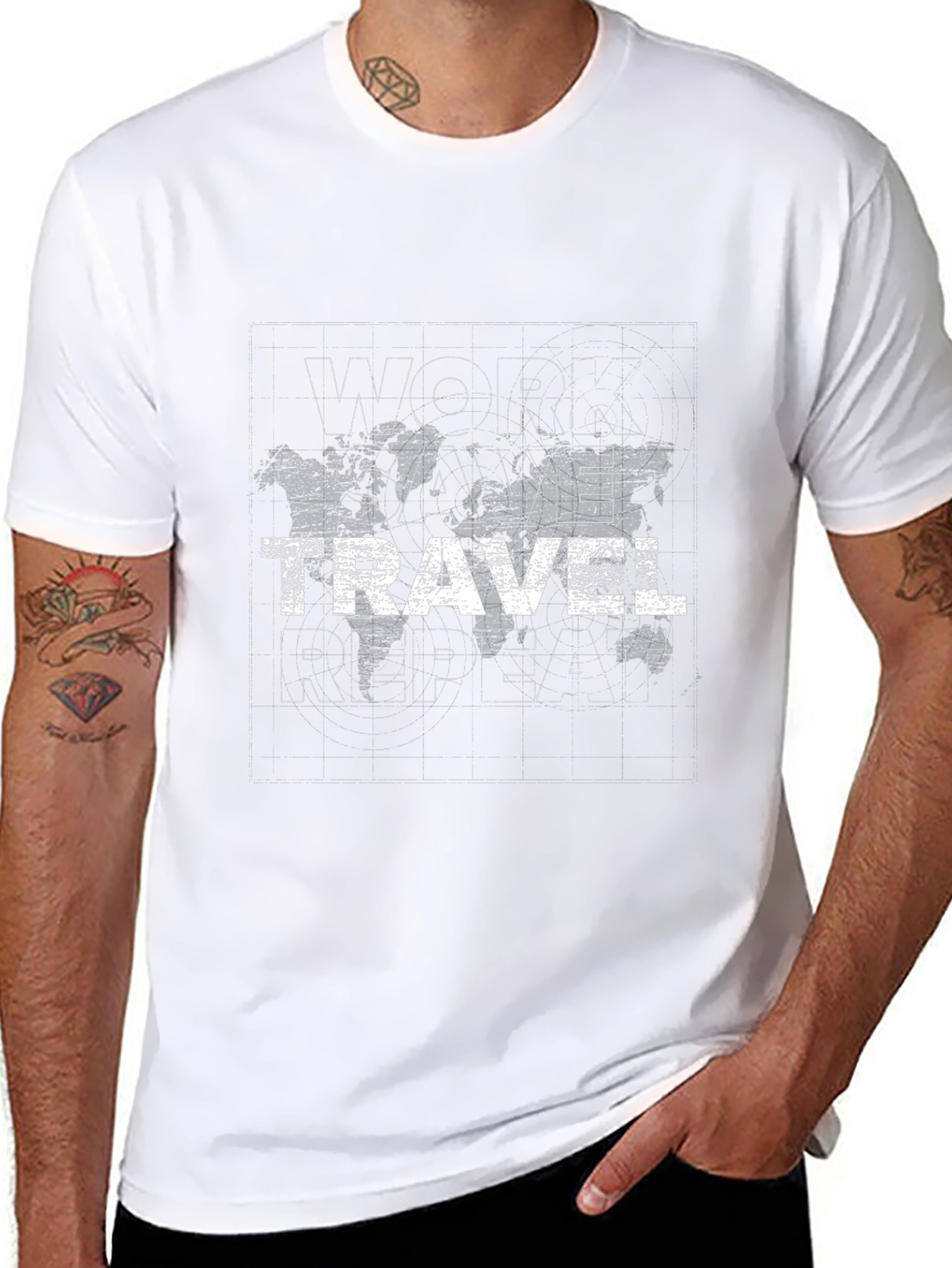 Work Save Travel Repeat Black Graphic Tee