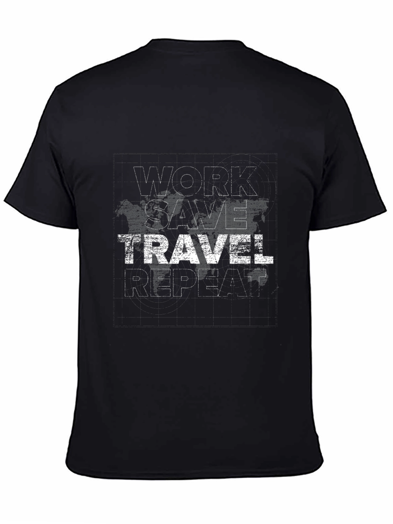 Work Save Travel Repeat Black Graphic Tee