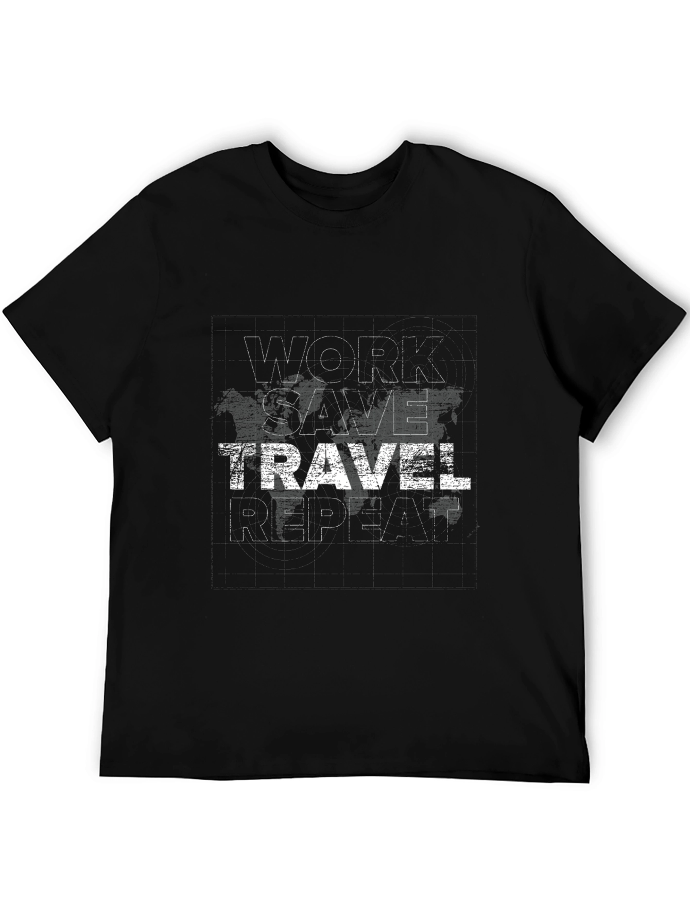 Work Save Travel Repeat Black Graphic Tee