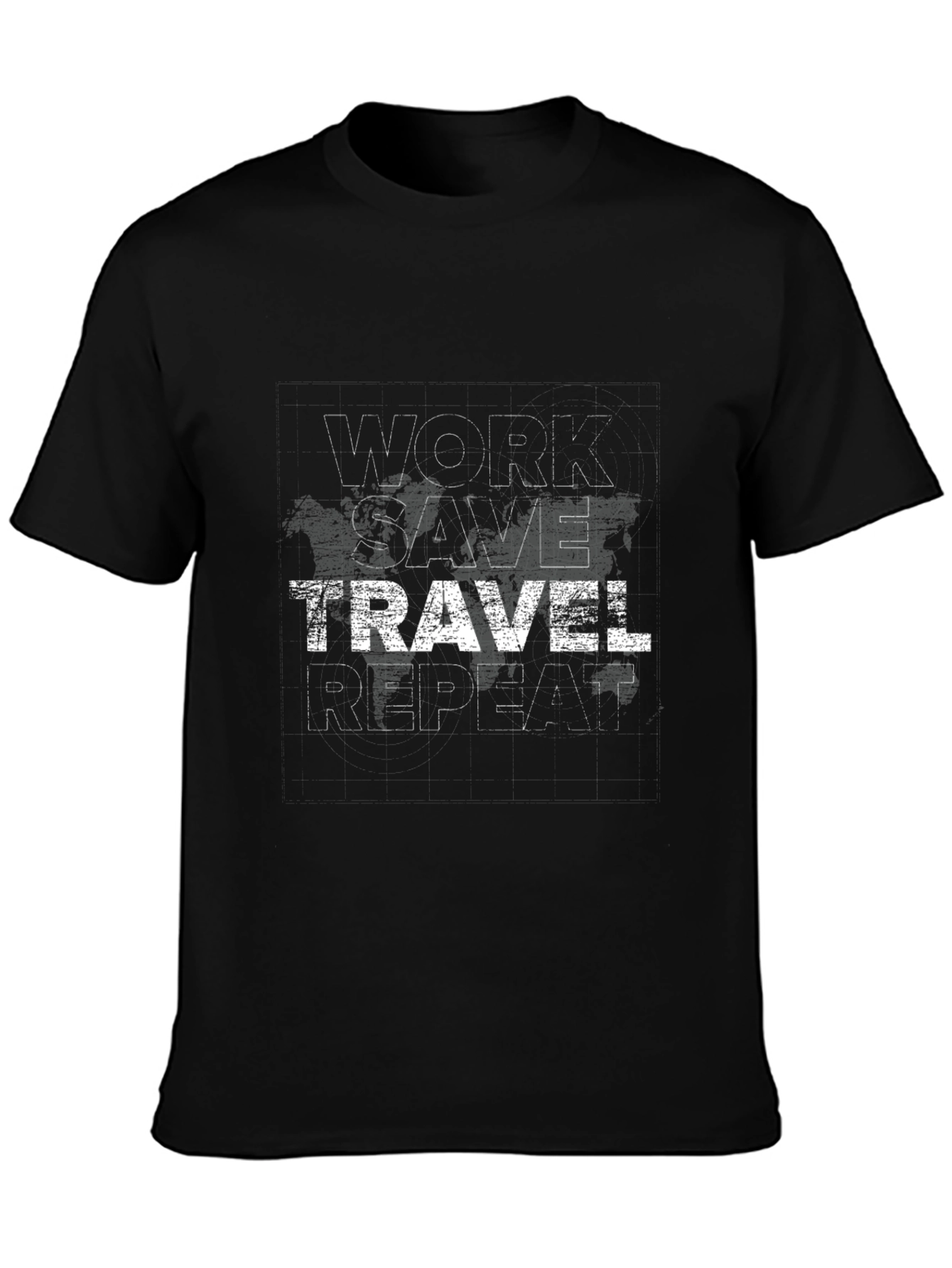 Work Save Travel Repeat Black Graphic Tee